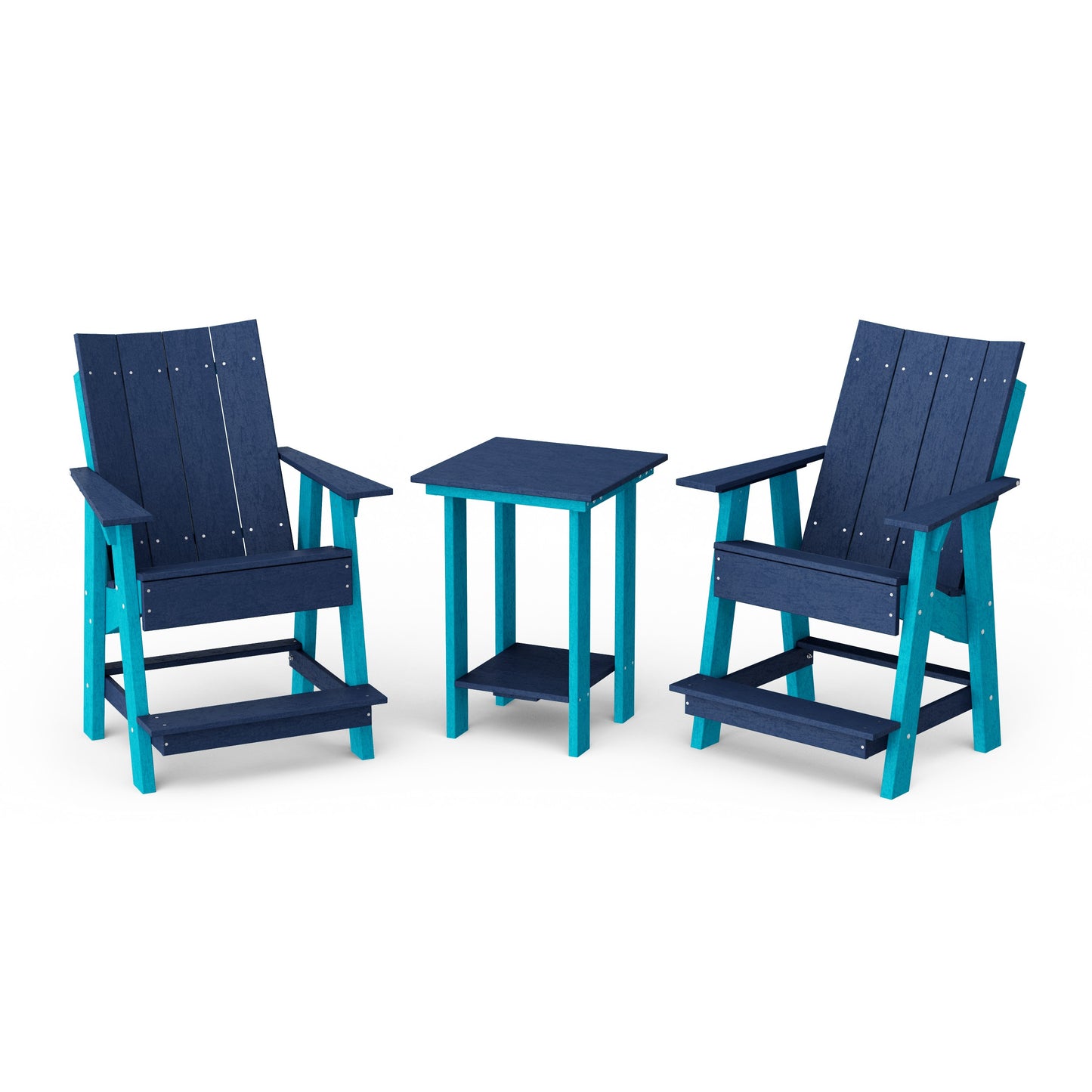 Contemporary 3-Piece Tall Modern Adirondack Chair Set with Side Table