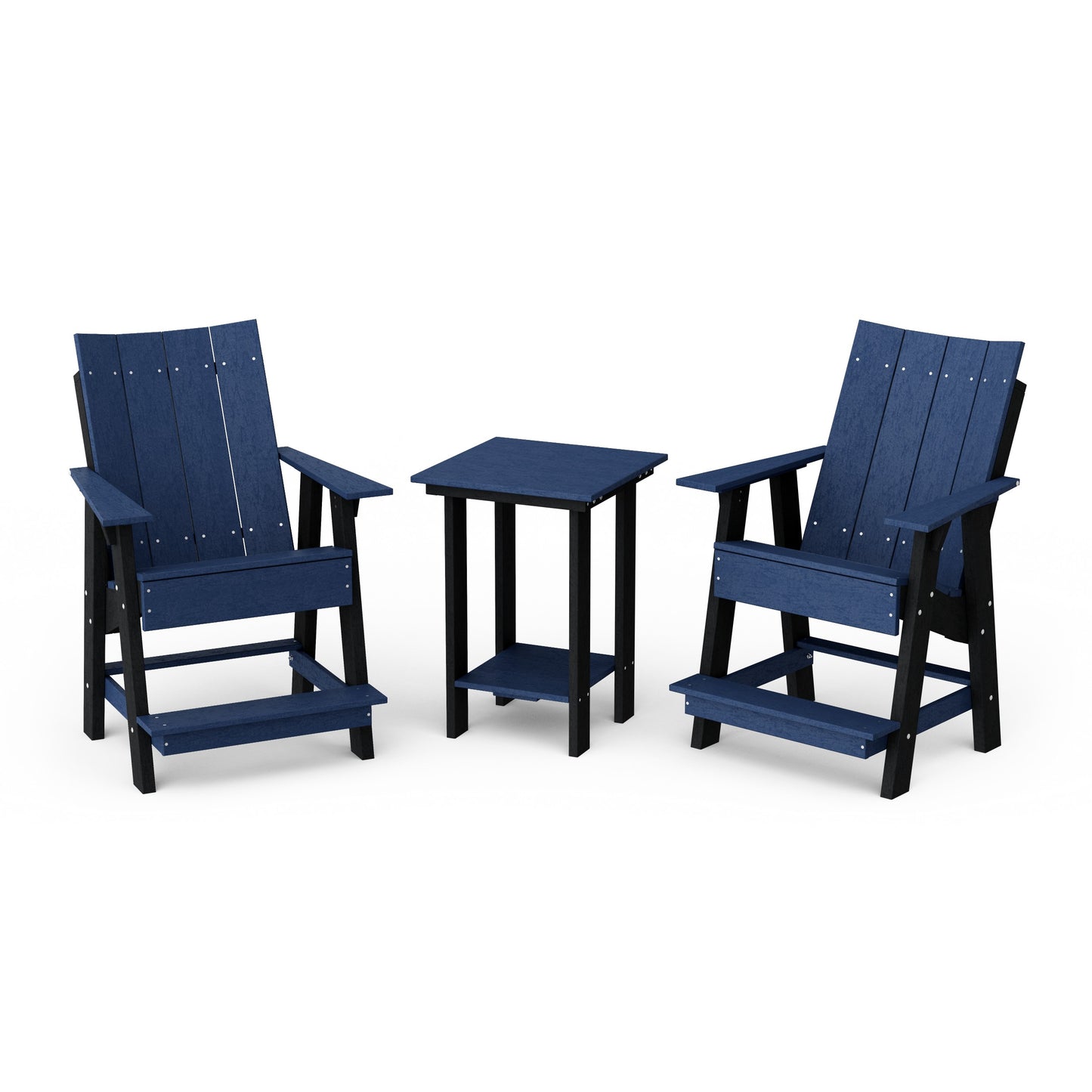 Contemporary 3-Piece Tall Modern Adirondack Chair Set with Side Table