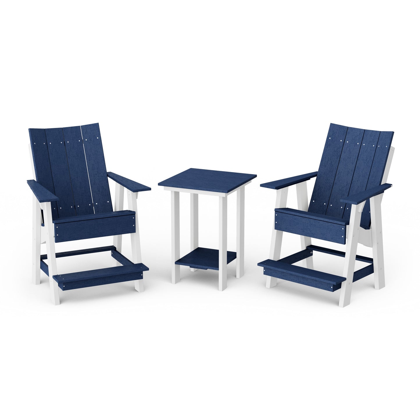 Contemporary 3-Piece Tall Modern Adirondack Chair Set with Side Table