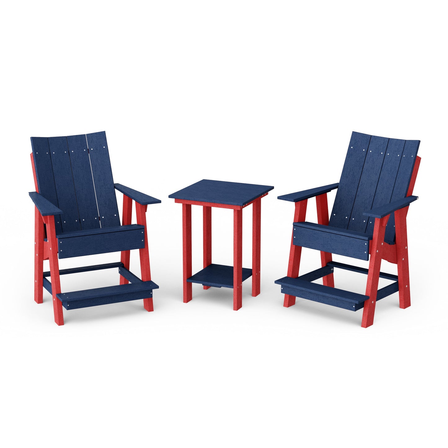 Contemporary 3-Piece Tall Modern Adirondack Chair Set with Side Table
