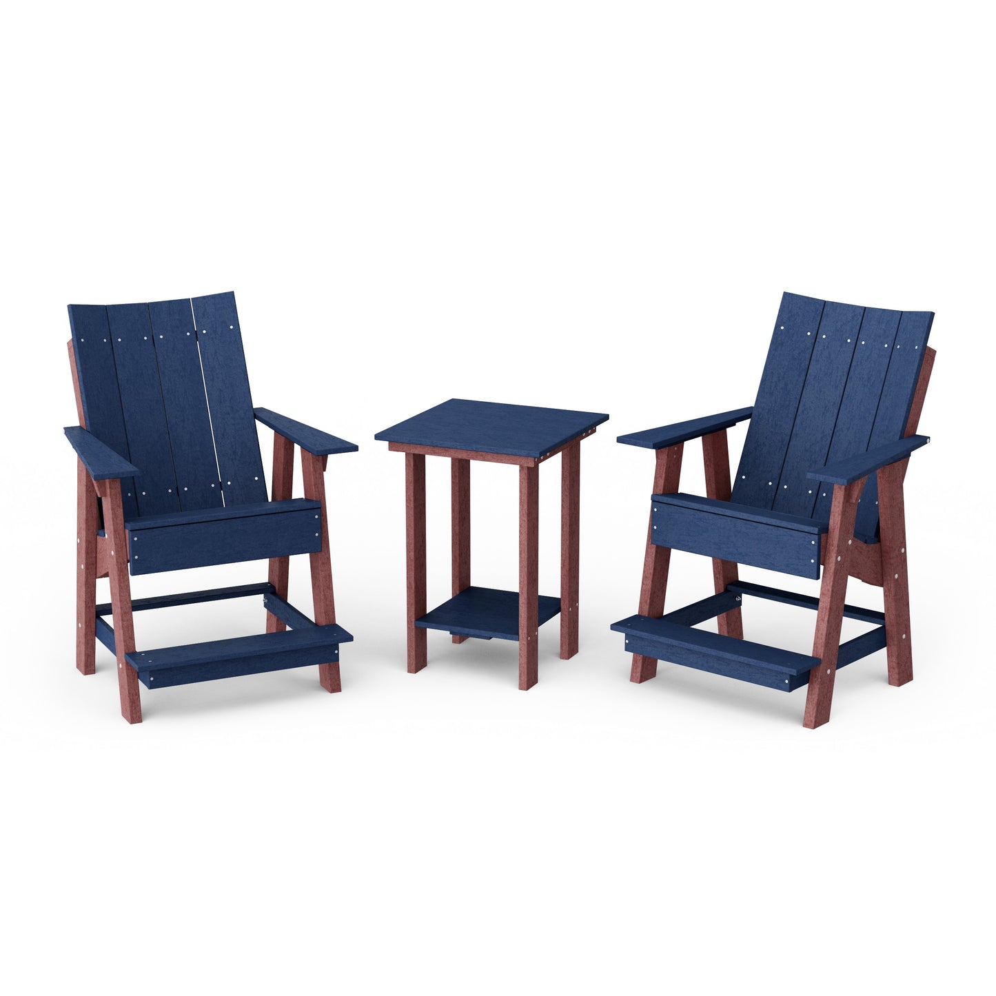 Contemporary 3-Piece Tall Modern Adirondack Chair Set with Side Table
