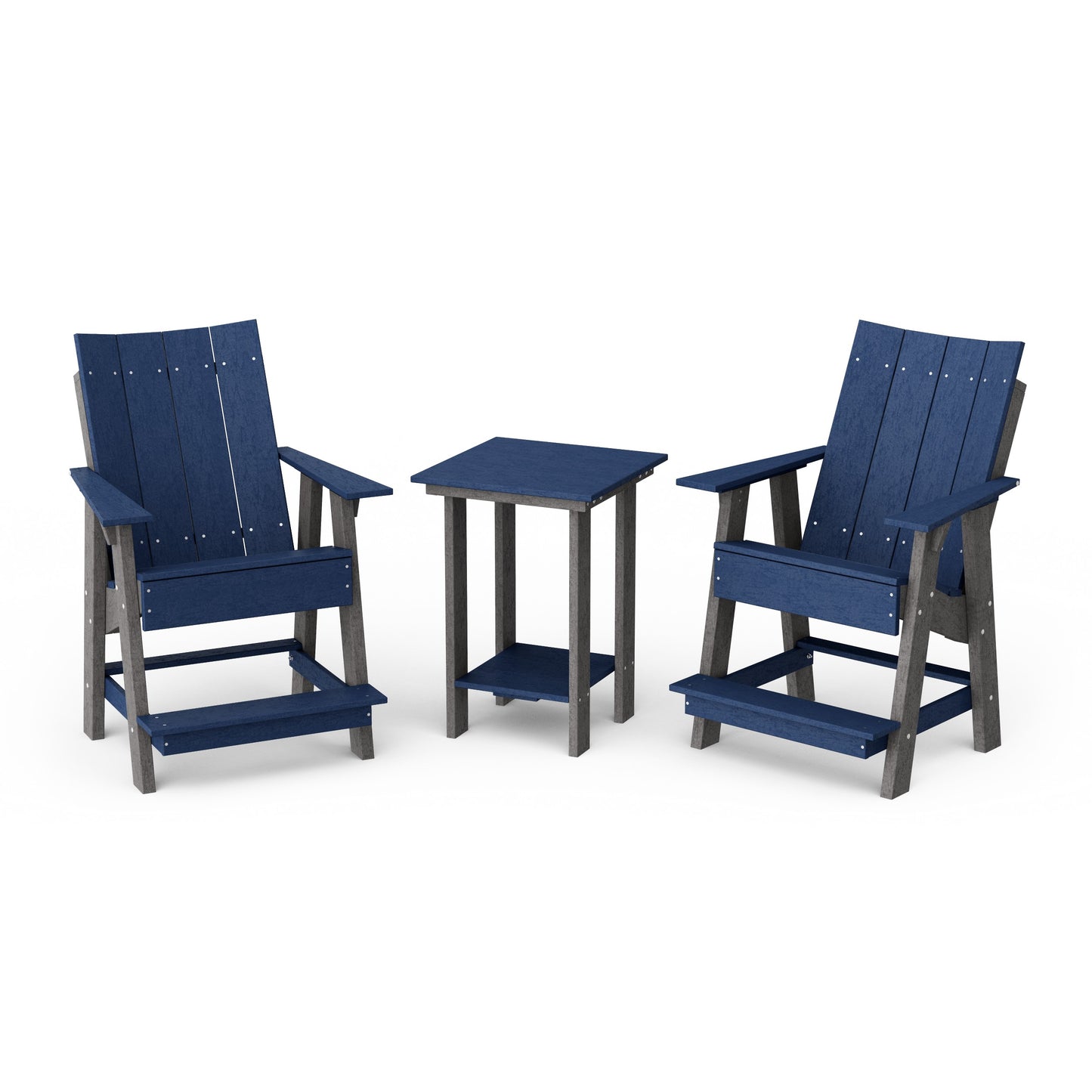 Contemporary 3-Piece Tall Modern Adirondack Chair Set with Side Table