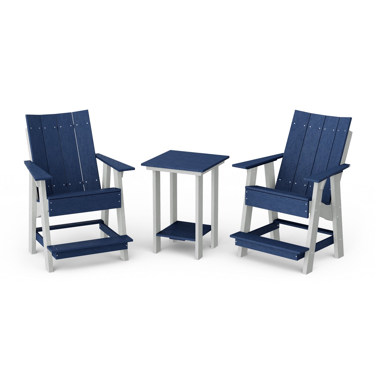 Contemporary 3-Piece Tall Modern Adirondack Chair Set with Side Table