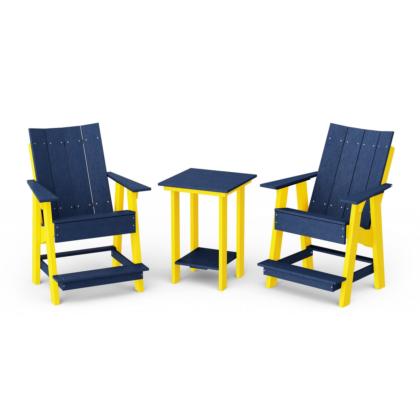 Contemporary 3-Piece Tall Modern Adirondack Chair Set with Side Table