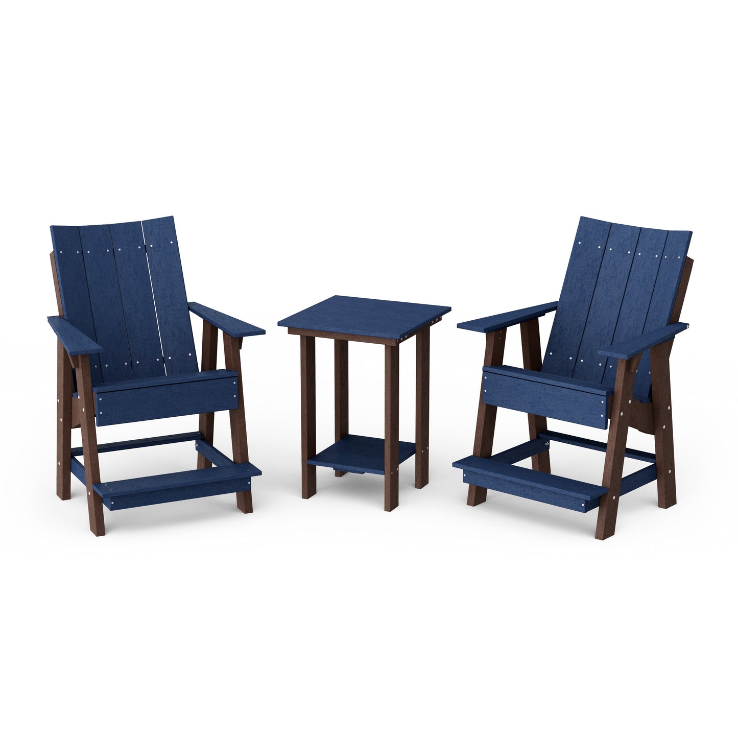 Contemporary 3-Piece Tall Modern Adirondack Chair Set with Side Table