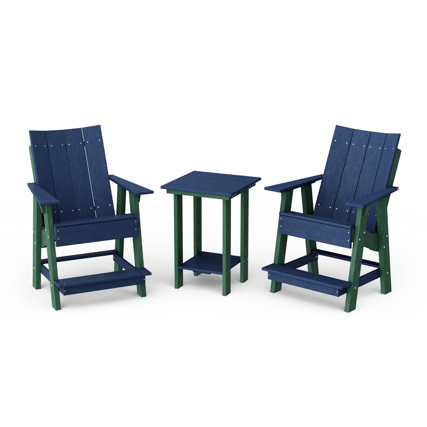 Contemporary 3-Piece Tall Modern Adirondack Chair Set with Side Table