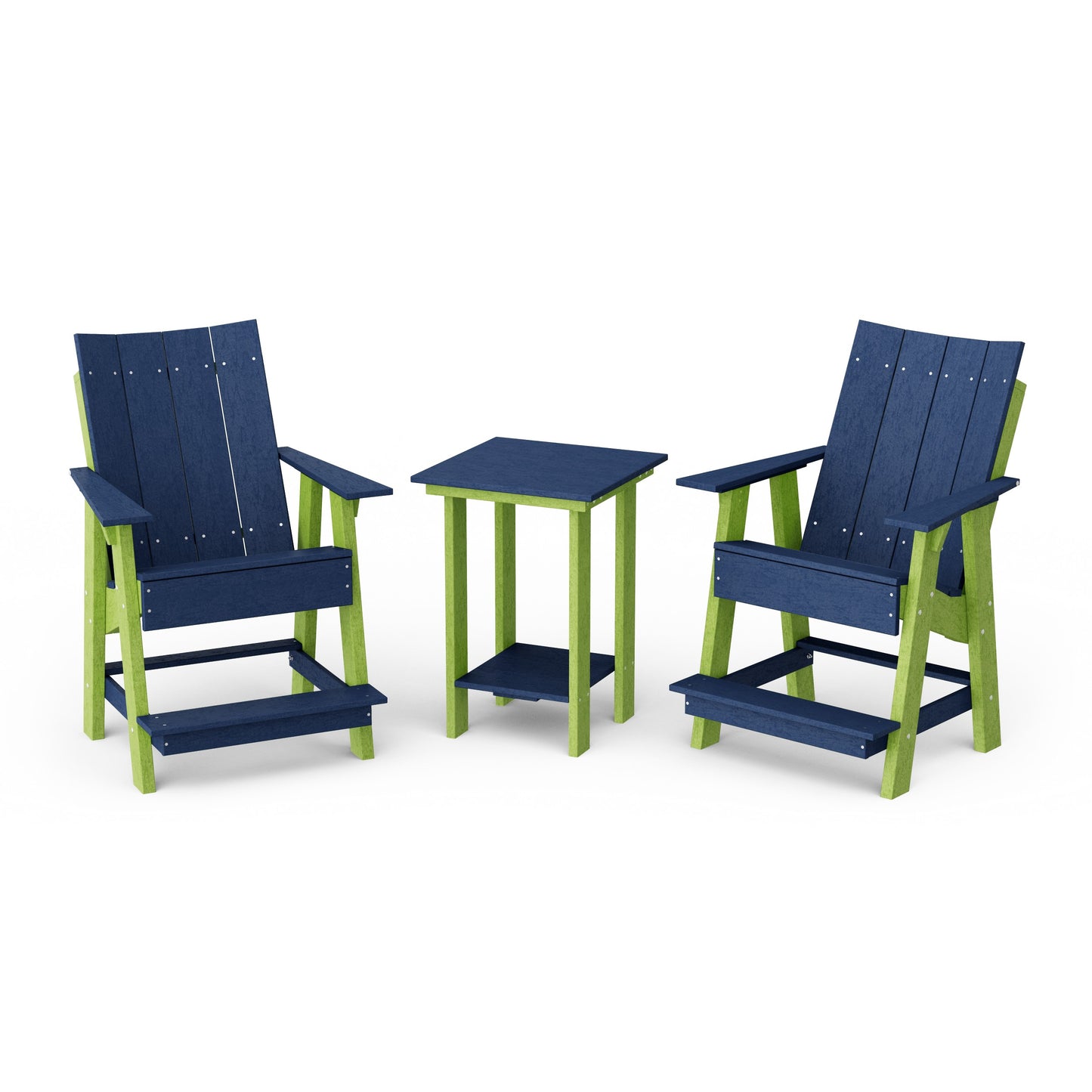 Contemporary 3-Piece Tall Modern Adirondack Chair Set with Side Table