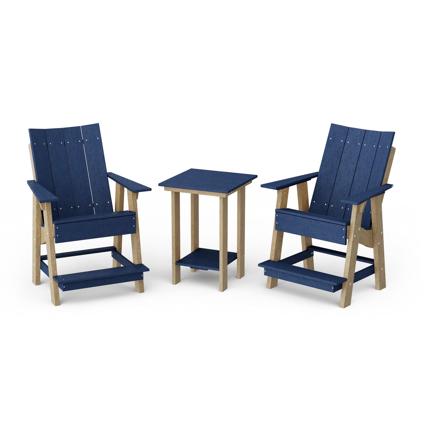 Contemporary 3-Piece Tall Modern Adirondack Chair Set with Side Table