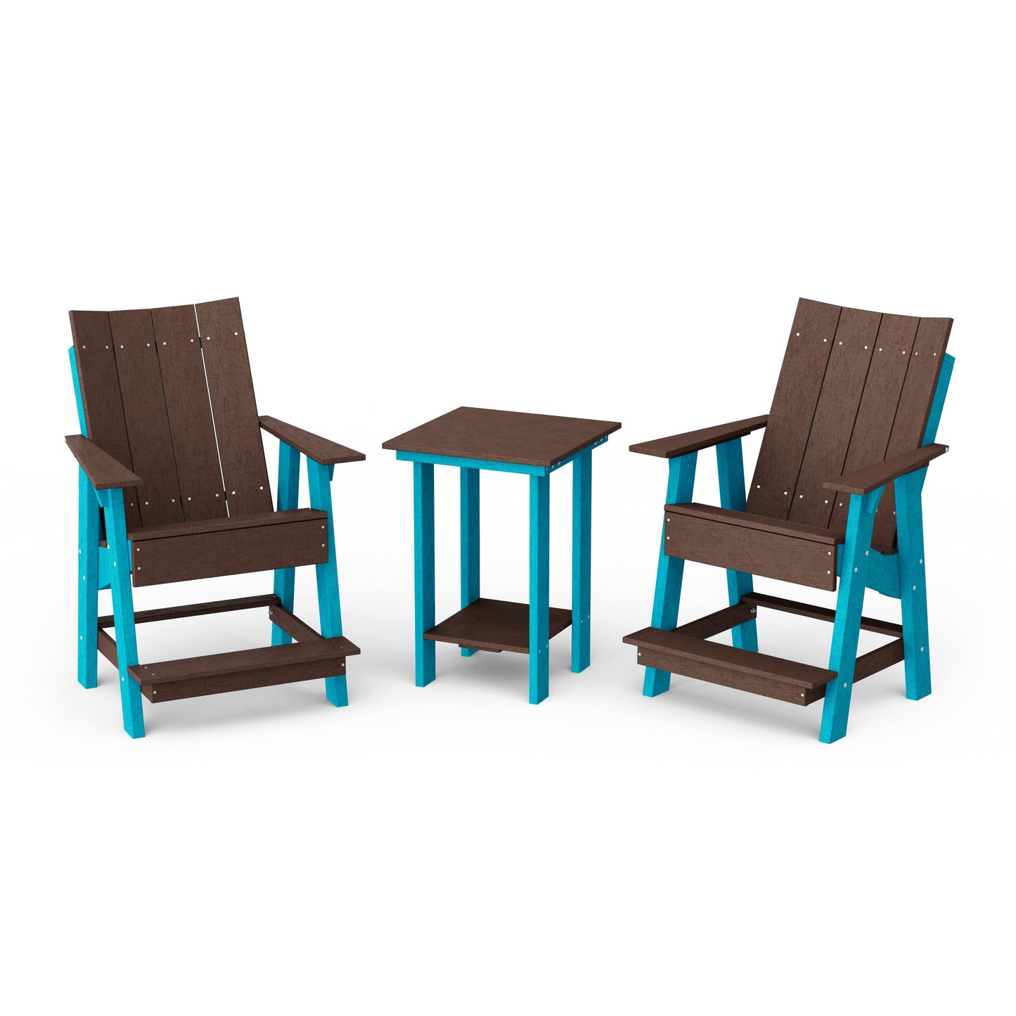 Contemporary 3-Piece Tall Modern Adirondack Chair Set with Side Table