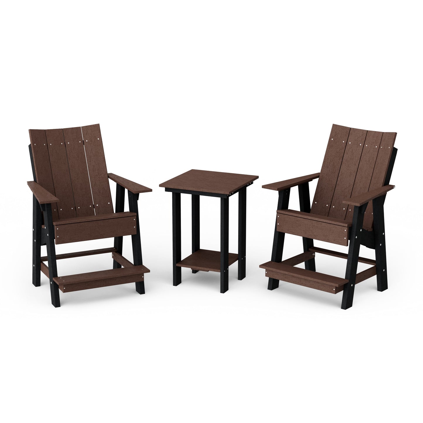 Contemporary 3-Piece Tall Modern Adirondack Chair Set with Side Table