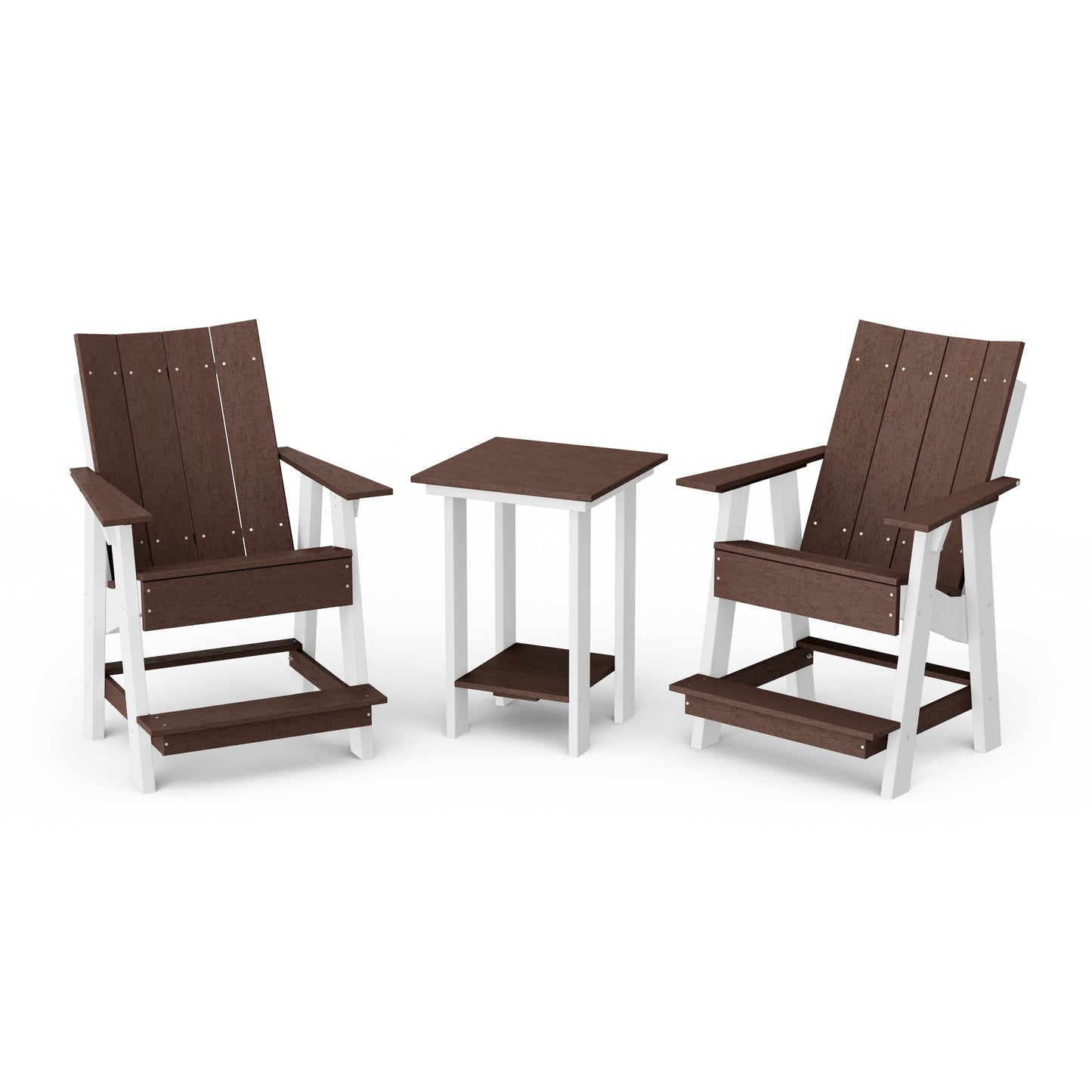 Contemporary 3-Piece Tall Modern Adirondack Chair Set with Side Table