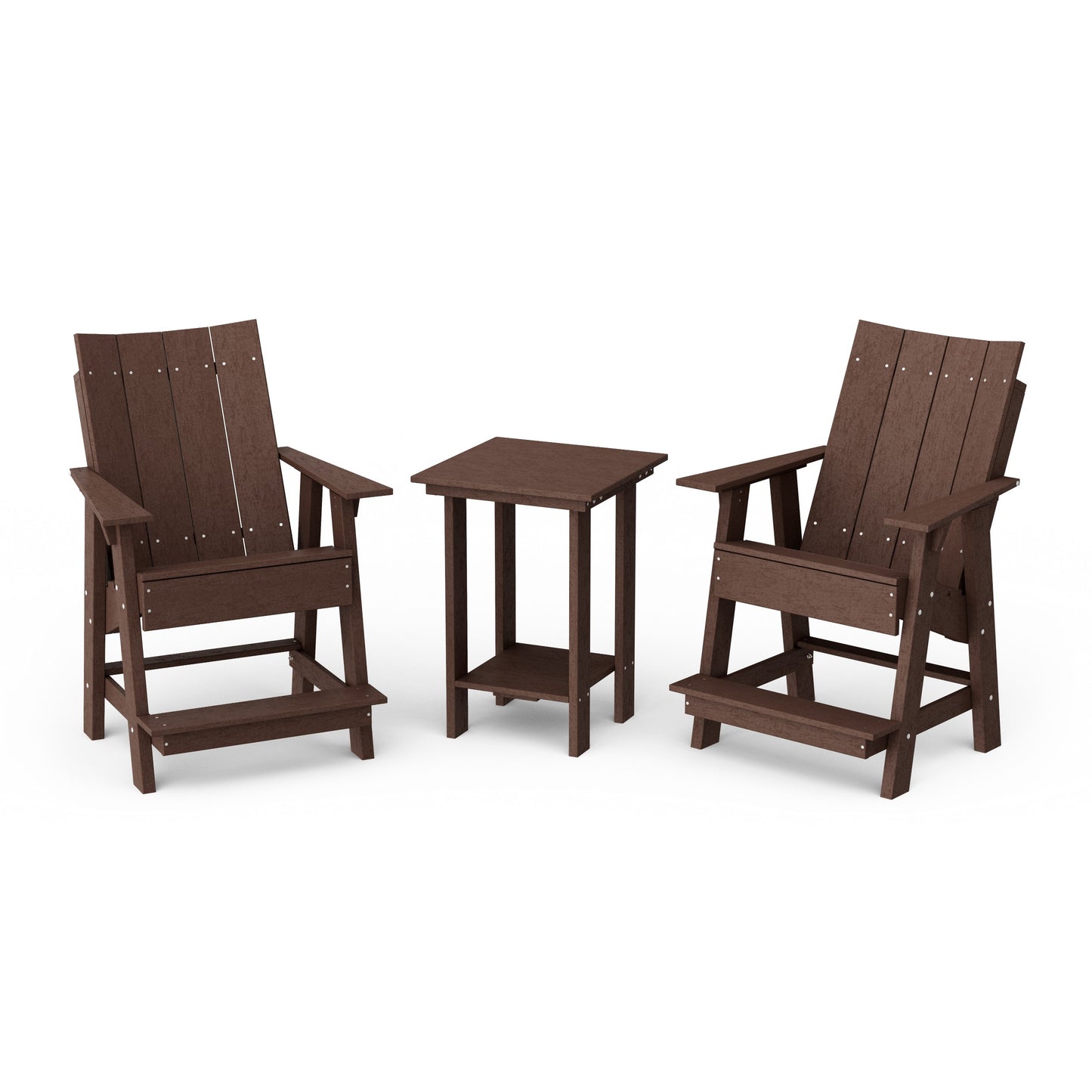 Contemporary 3-Piece Tall Modern Adirondack Chair Set with Side Table