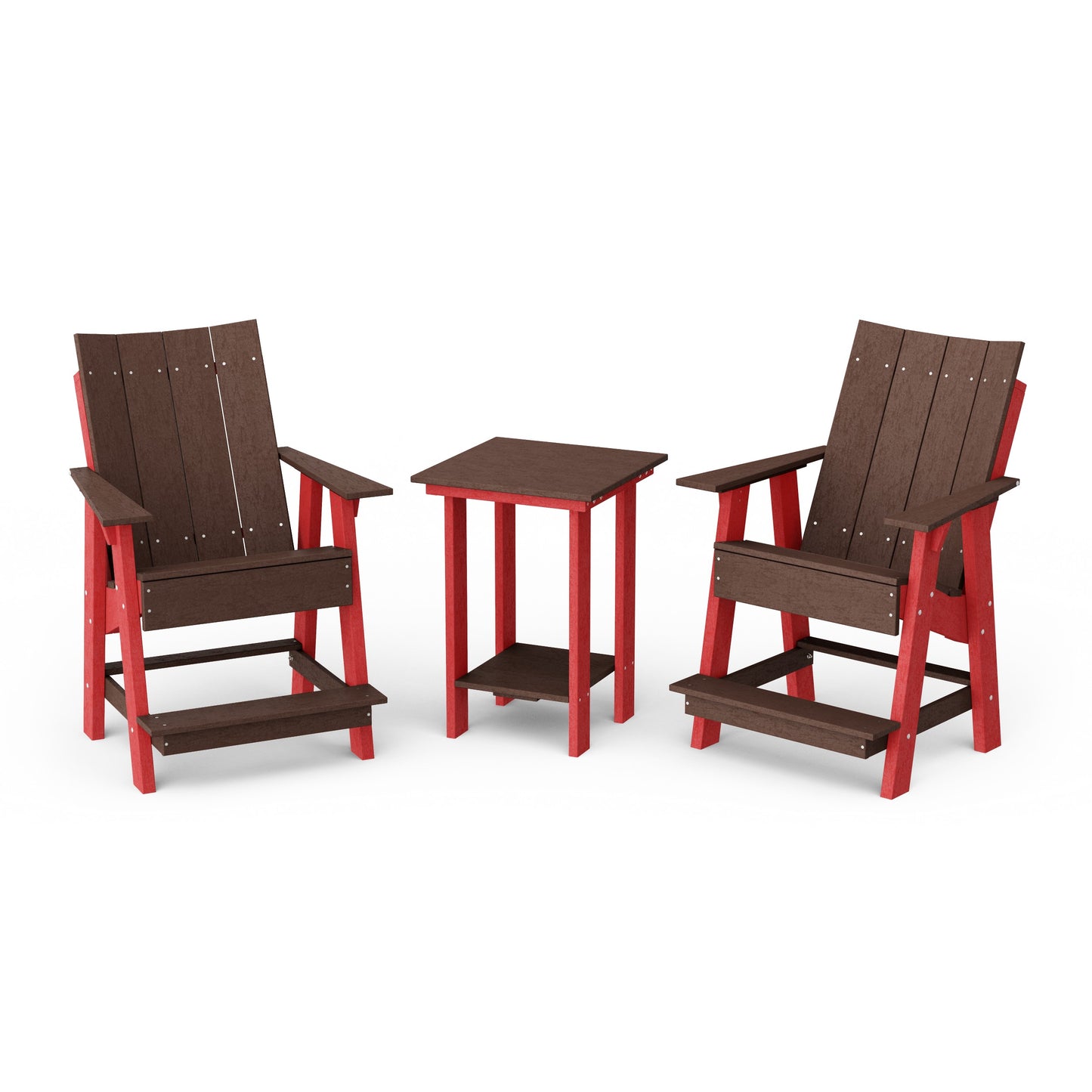 Contemporary 3-Piece Tall Modern Adirondack Chair Set with Side Table