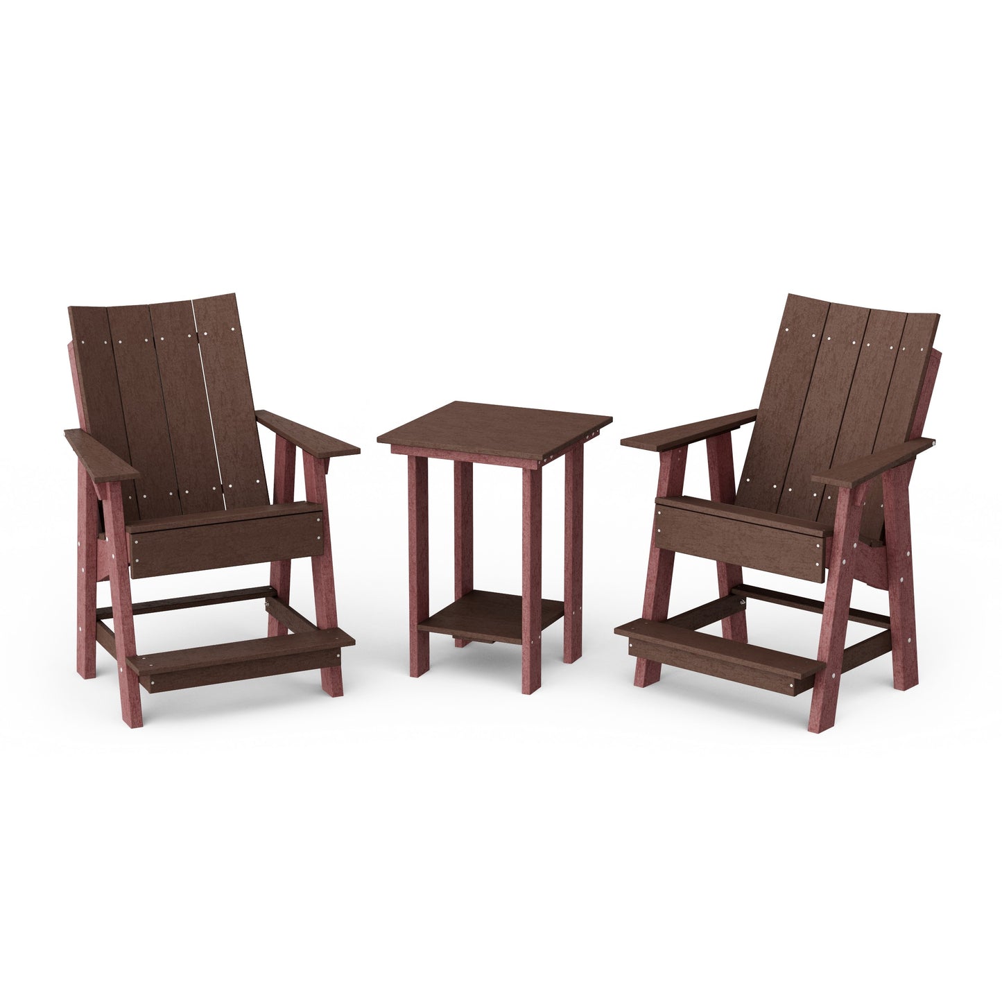 Contemporary 3-Piece Tall Modern Adirondack Chair Set with Side Table