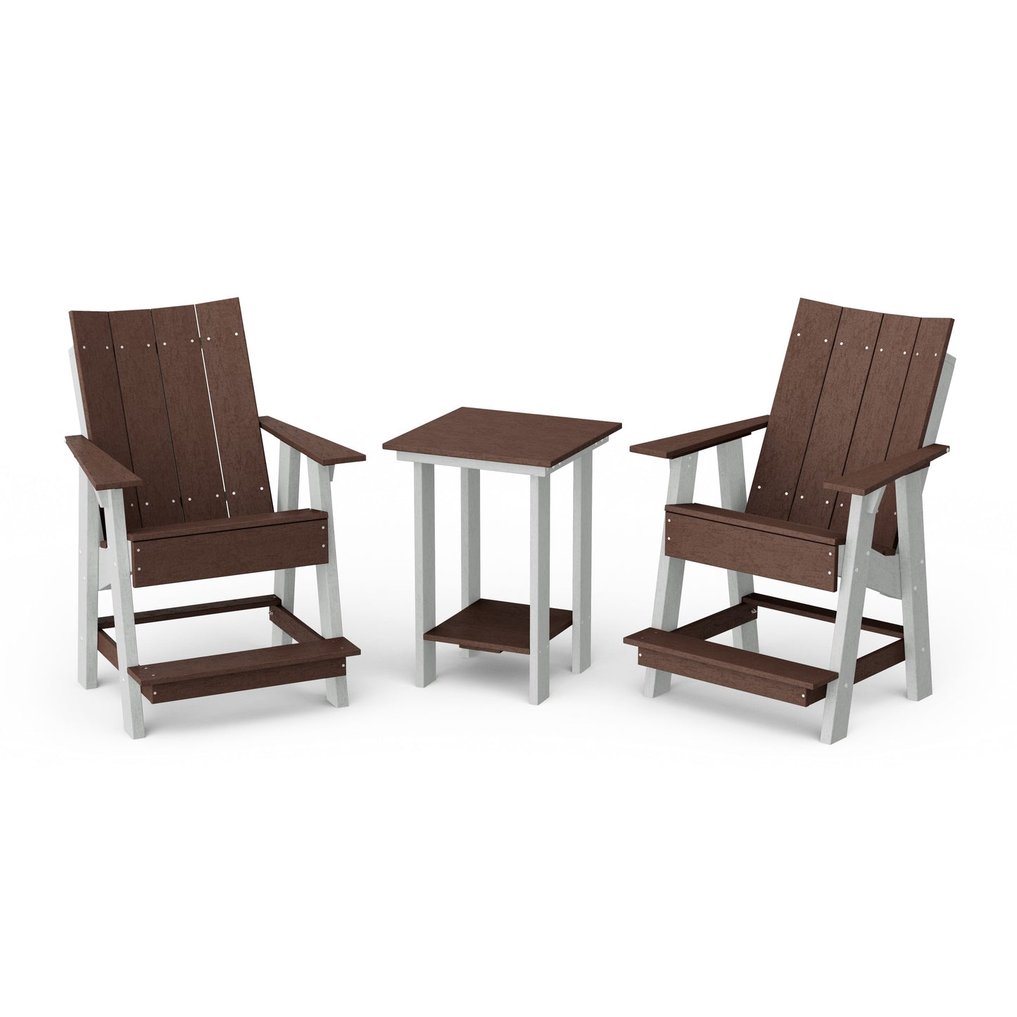 Contemporary 3-Piece Tall Modern Adirondack Chair Set with Side Table