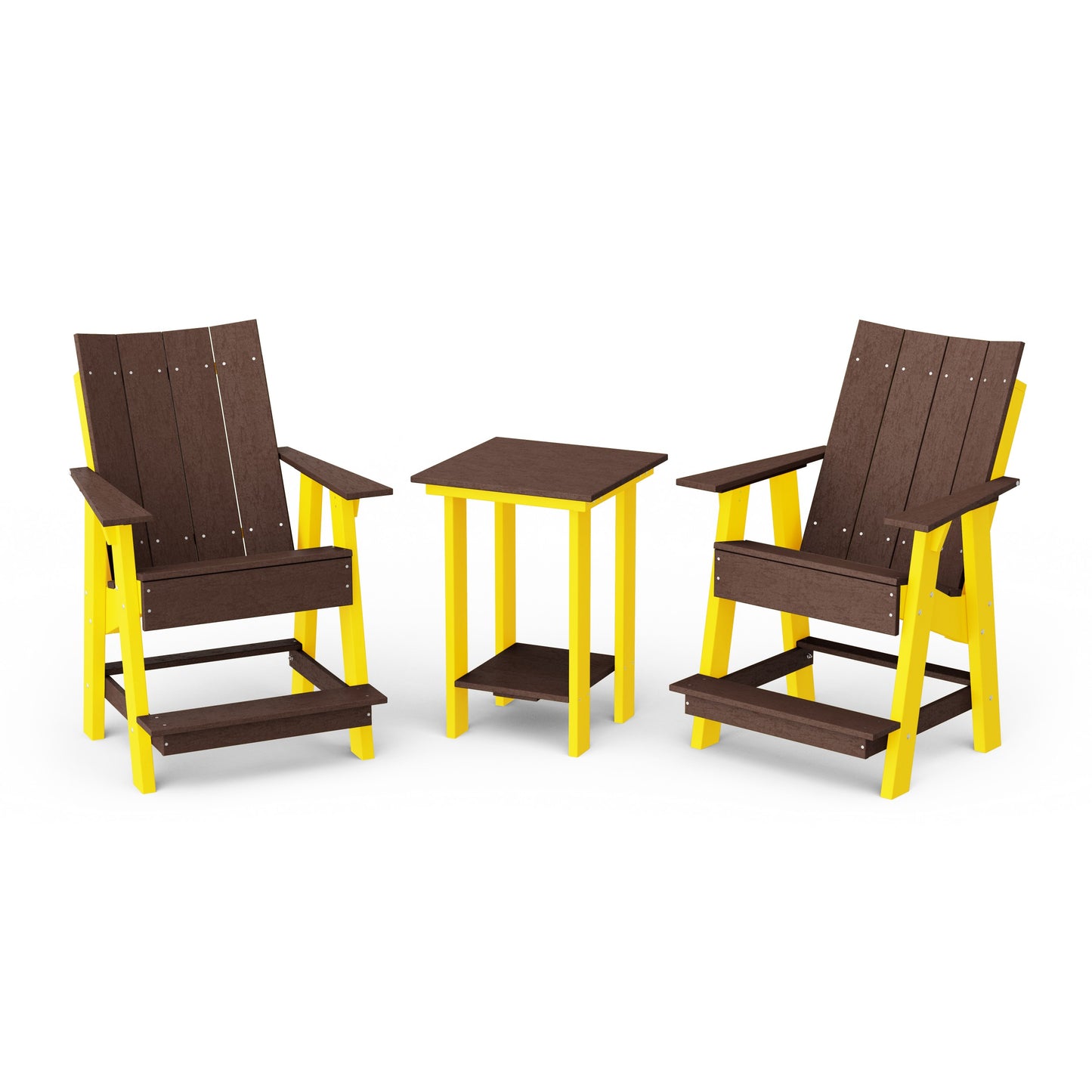 Contemporary 3-Piece Tall Modern Adirondack Chair Set with Side Table