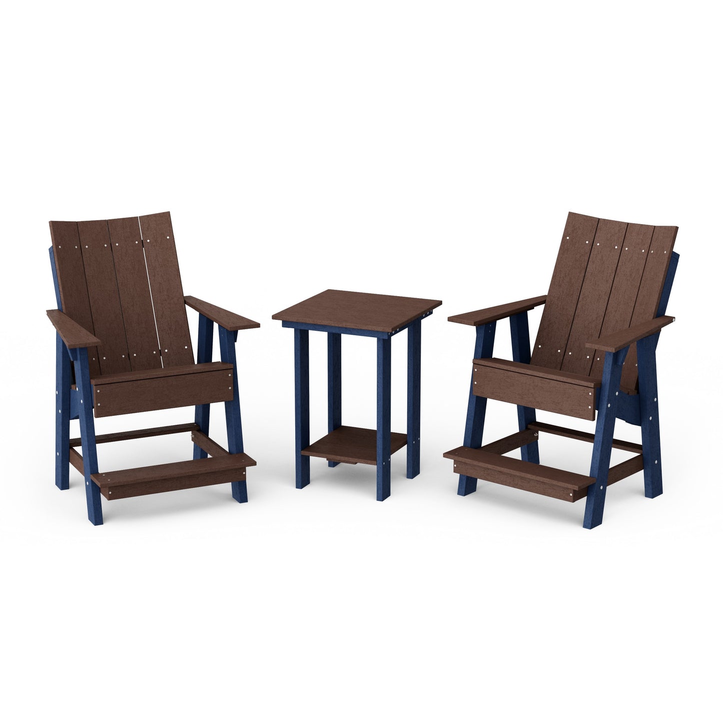 Contemporary 3-Piece Tall Modern Adirondack Chair Set with Side Table