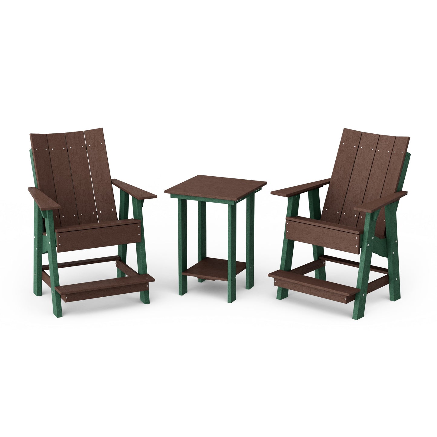 Contemporary 3-Piece Tall Modern Adirondack Chair Set with Side Table