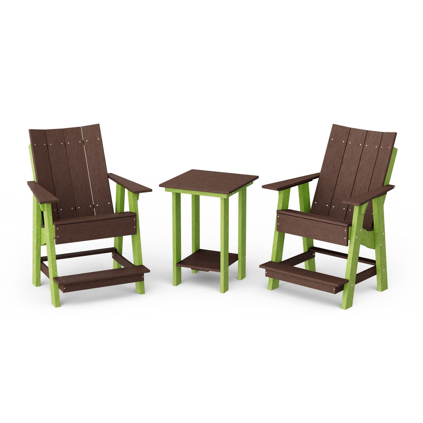 Contemporary 3-Piece Tall Modern Adirondack Chair Set with Side Table