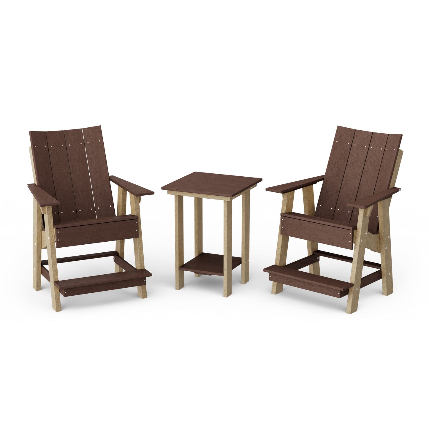 Contemporary 3-Piece Tall Modern Adirondack Chair Set with Side Table