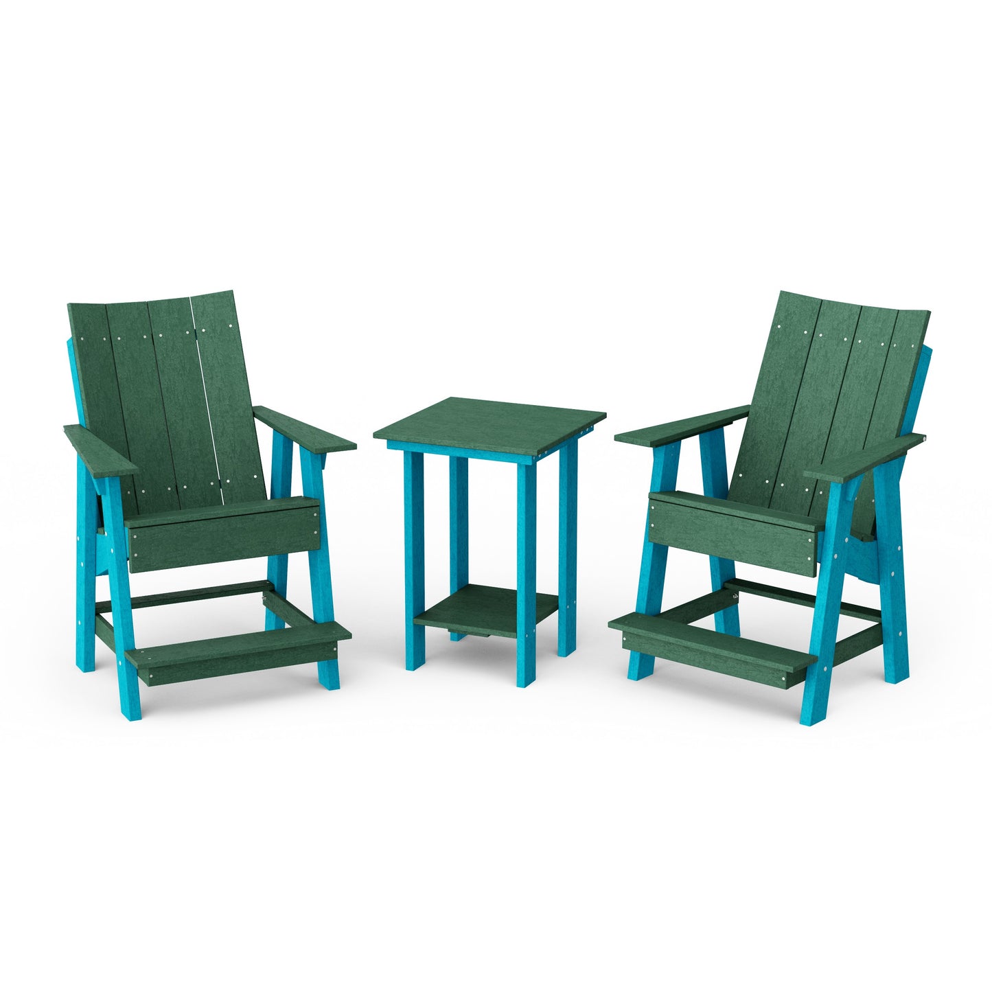 Contemporary 3-Piece Tall Modern Adirondack Chair Set with Side Table
