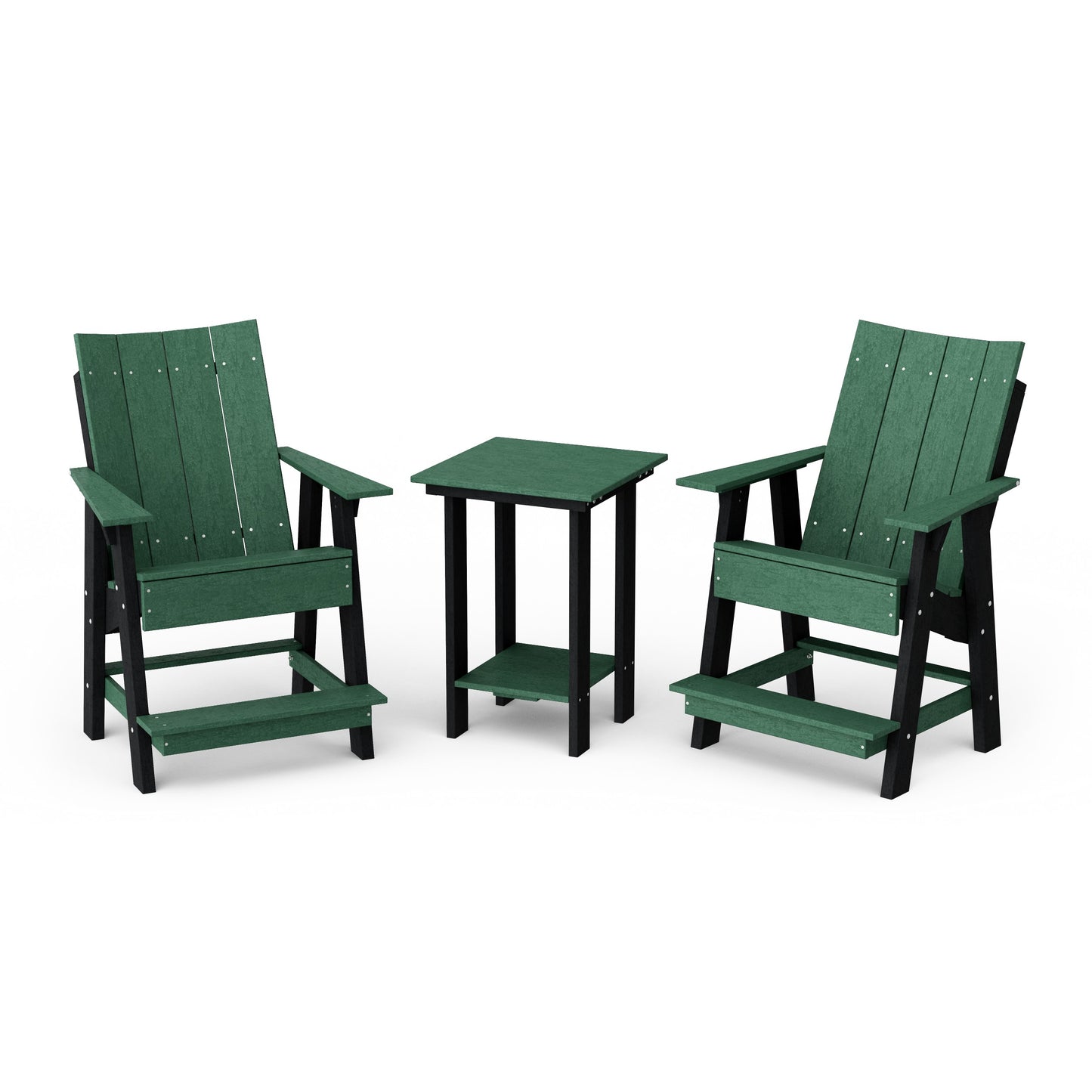 Contemporary 3-Piece Tall Modern Adirondack Chair Set with Side Table
