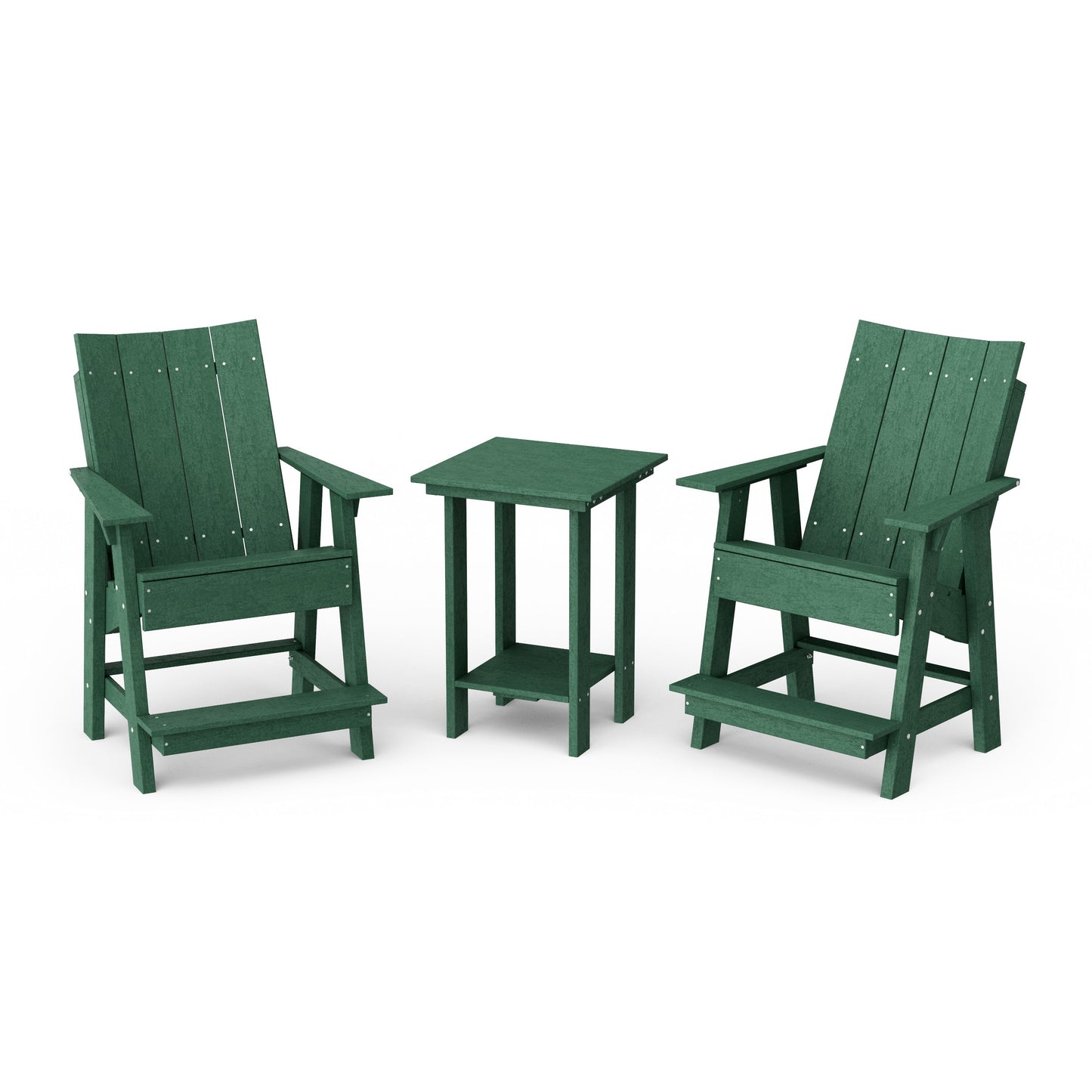 Contemporary 3-Piece Tall Modern Adirondack Chair Set with Side Table