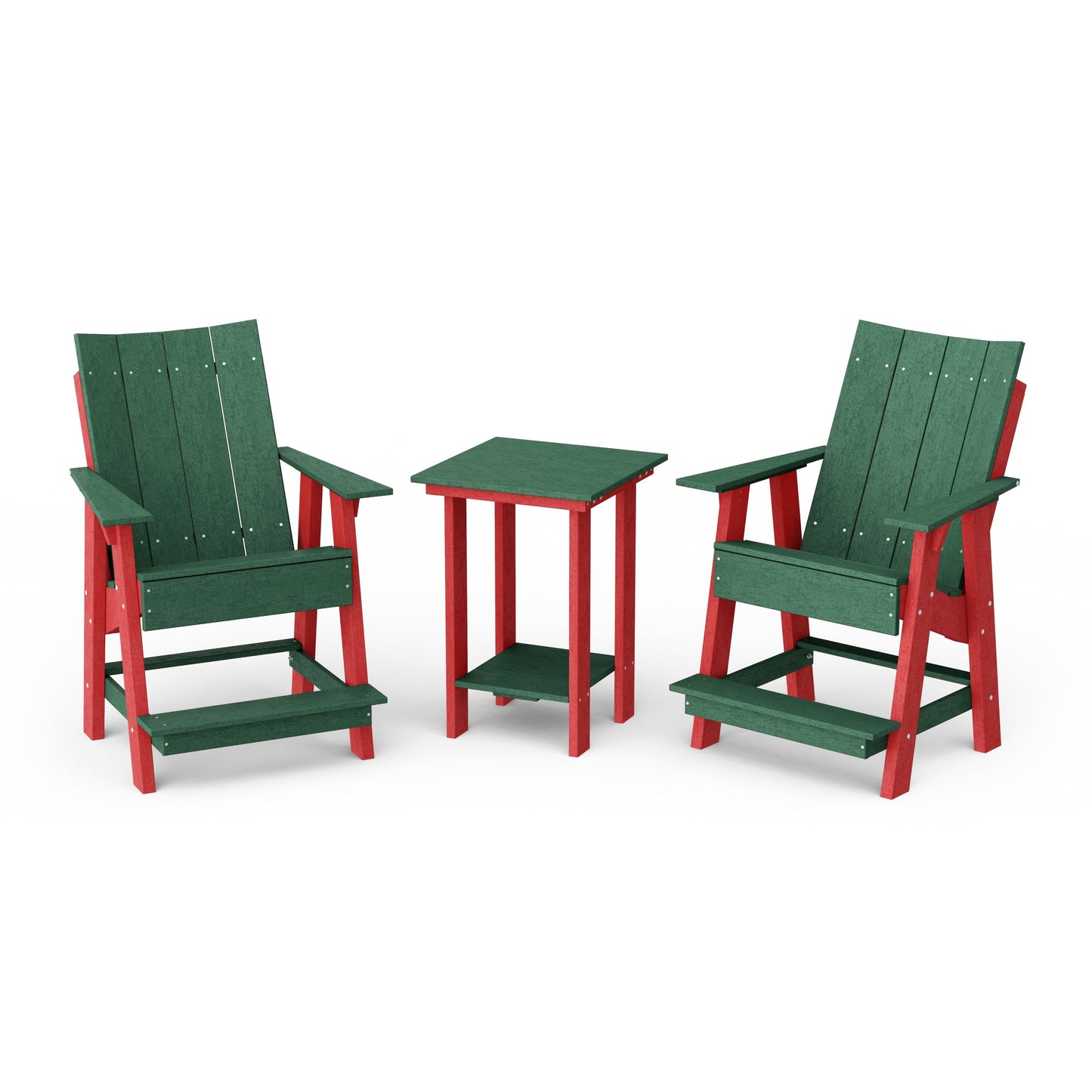 Contemporary 3-Piece Tall Modern Adirondack Chair Set with Side Table