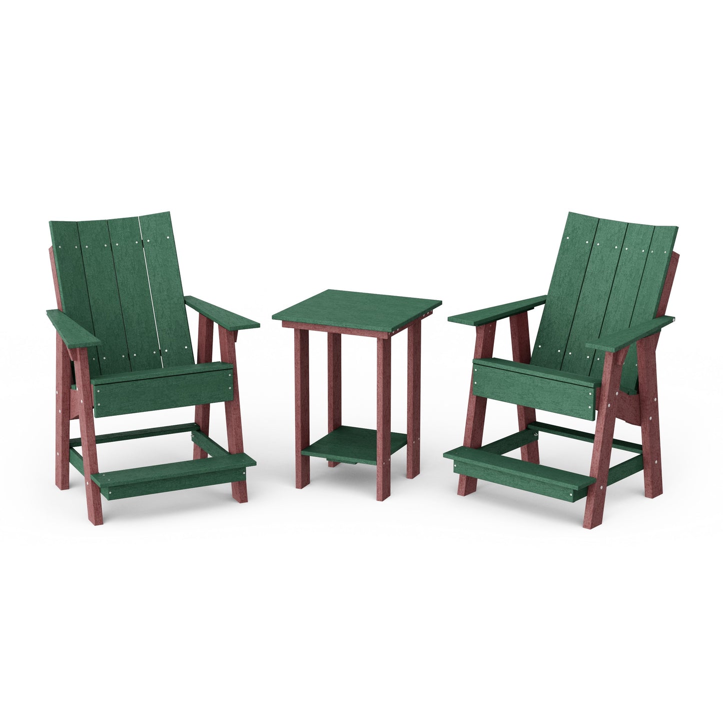 Contemporary 3-Piece Tall Modern Adirondack Chair Set with Side Table