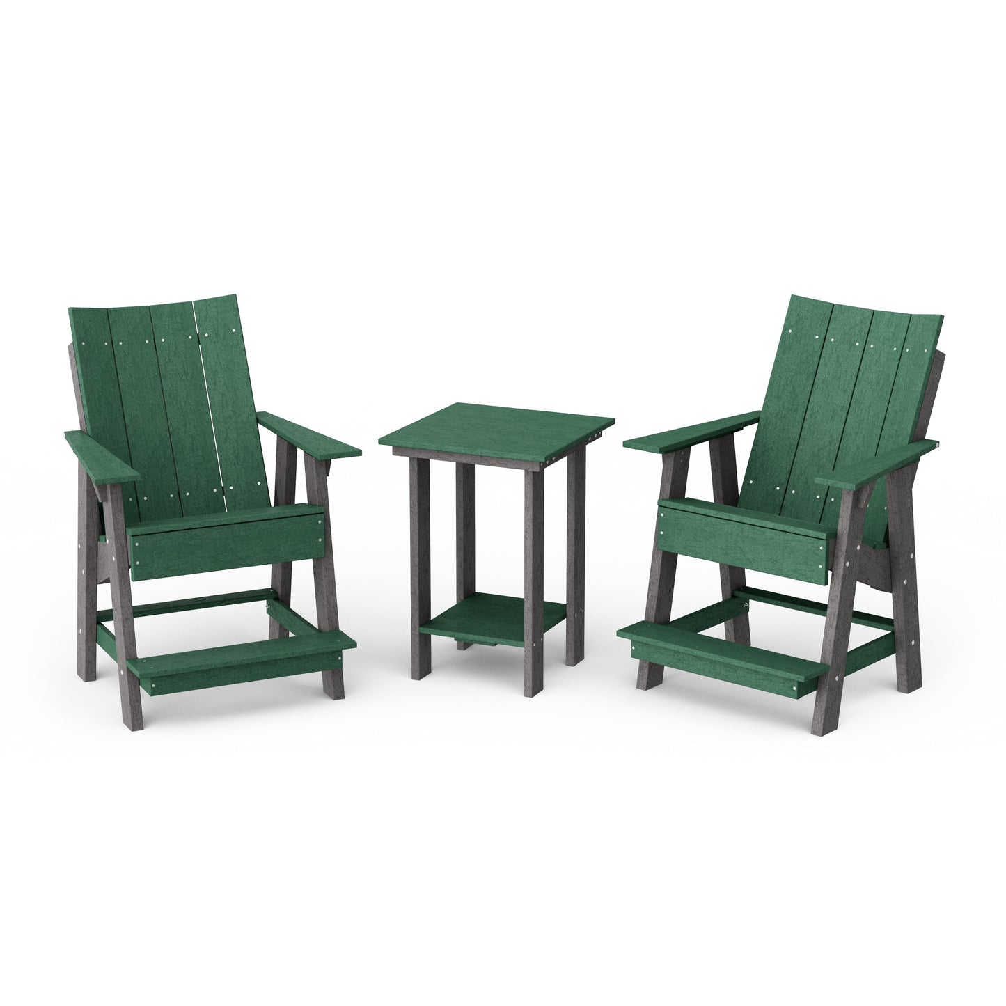 Contemporary 3-Piece Tall Modern Adirondack Chair Set with Side Table