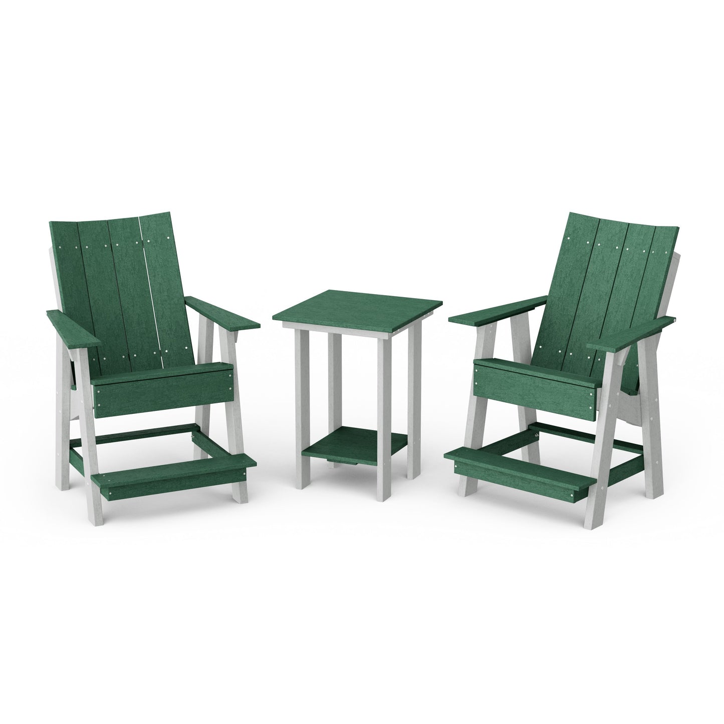 Contemporary 3-Piece Tall Modern Adirondack Chair Set with Side Table