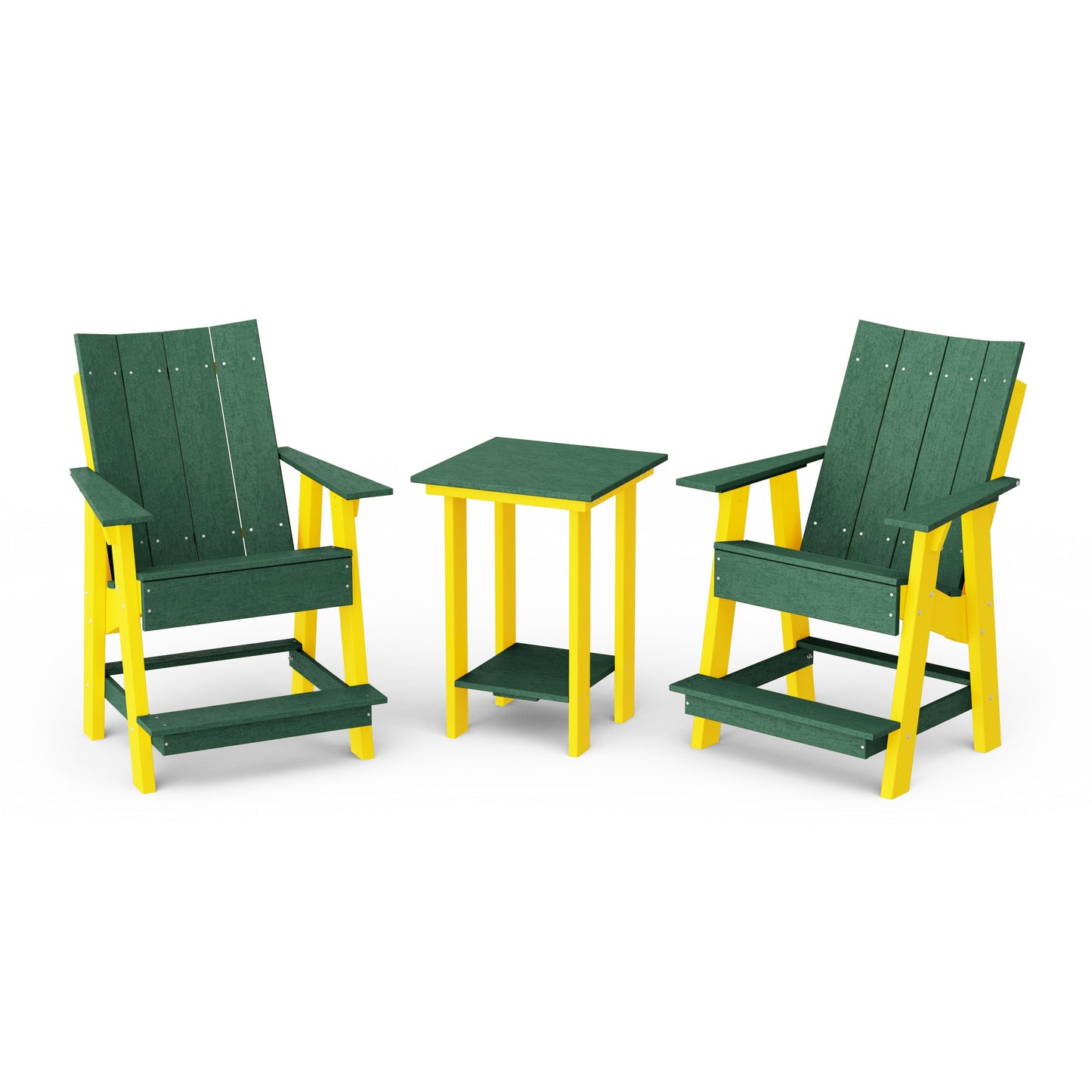 Contemporary 3-Piece Tall Modern Adirondack Chair Set with Side Table