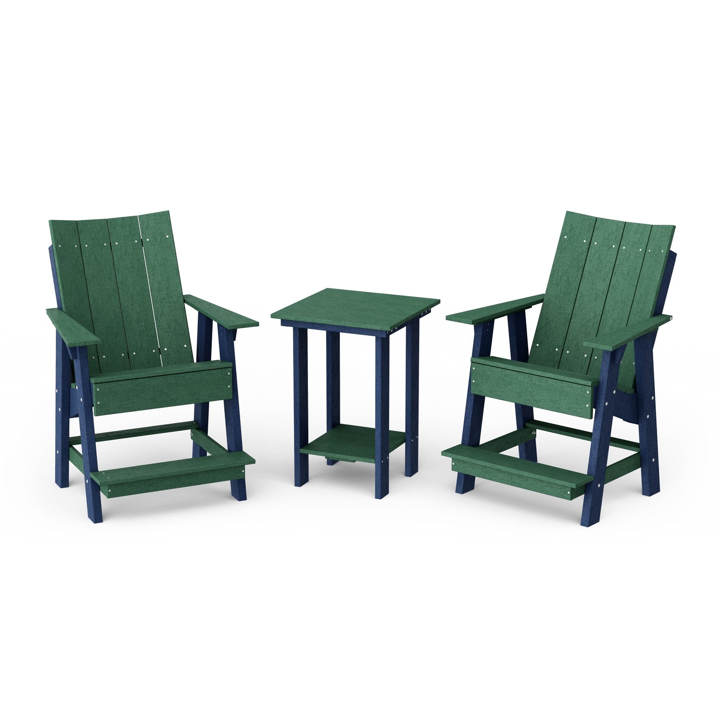 Contemporary 3-Piece Tall Modern Adirondack Chair Set with Side Table