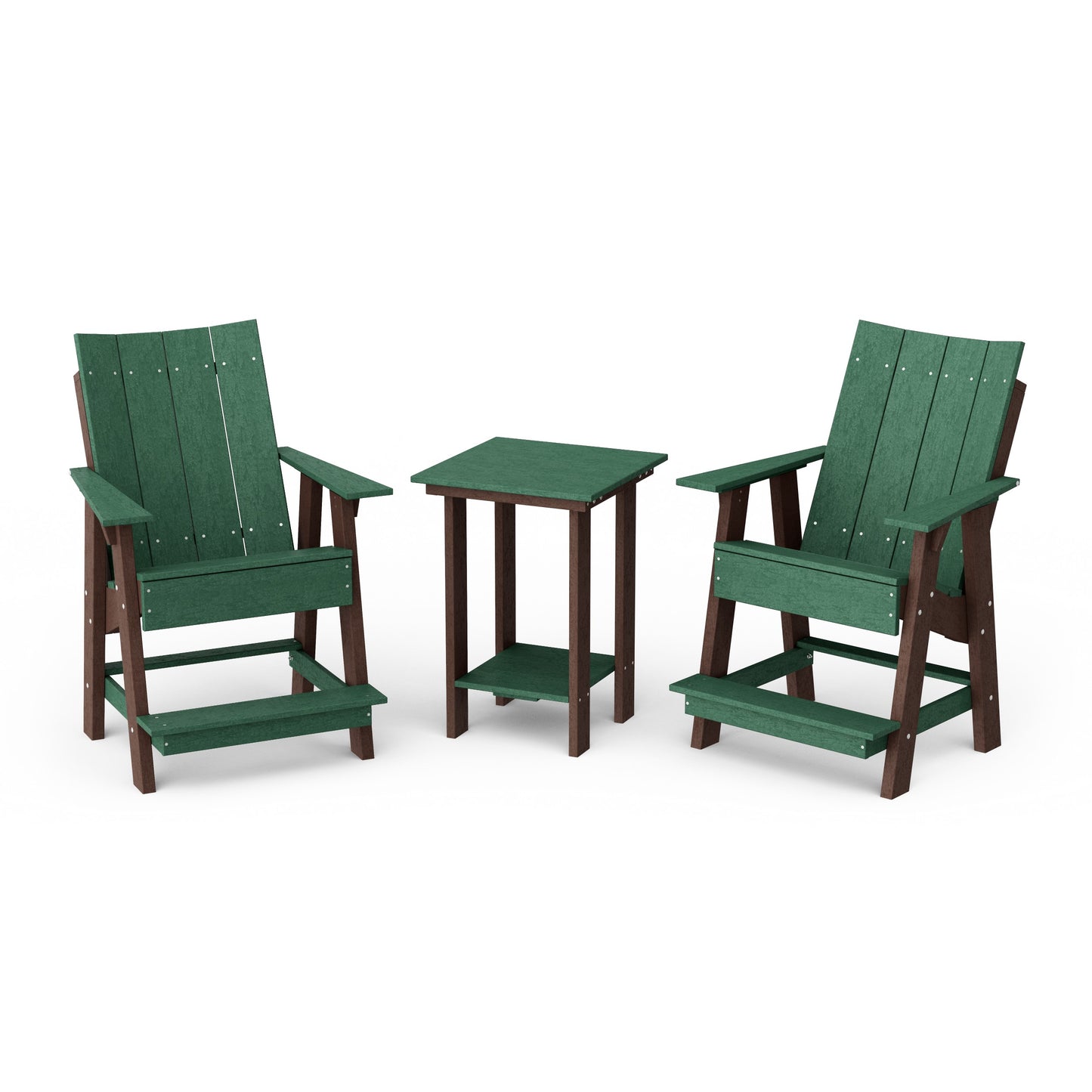 Contemporary 3-Piece Tall Modern Adirondack Chair Set with Side Table