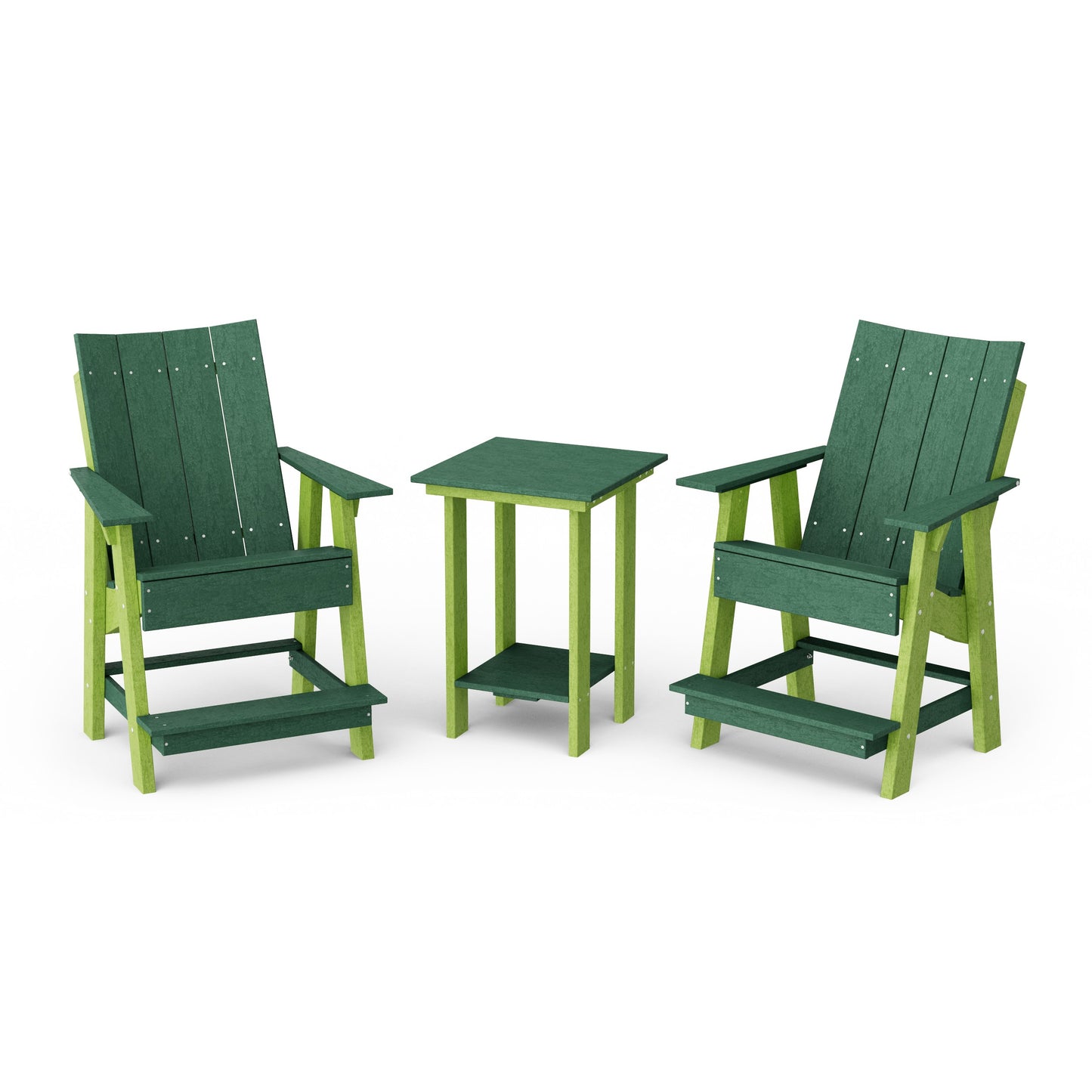Contemporary 3-Piece Tall Modern Adirondack Chair Set with Side Table