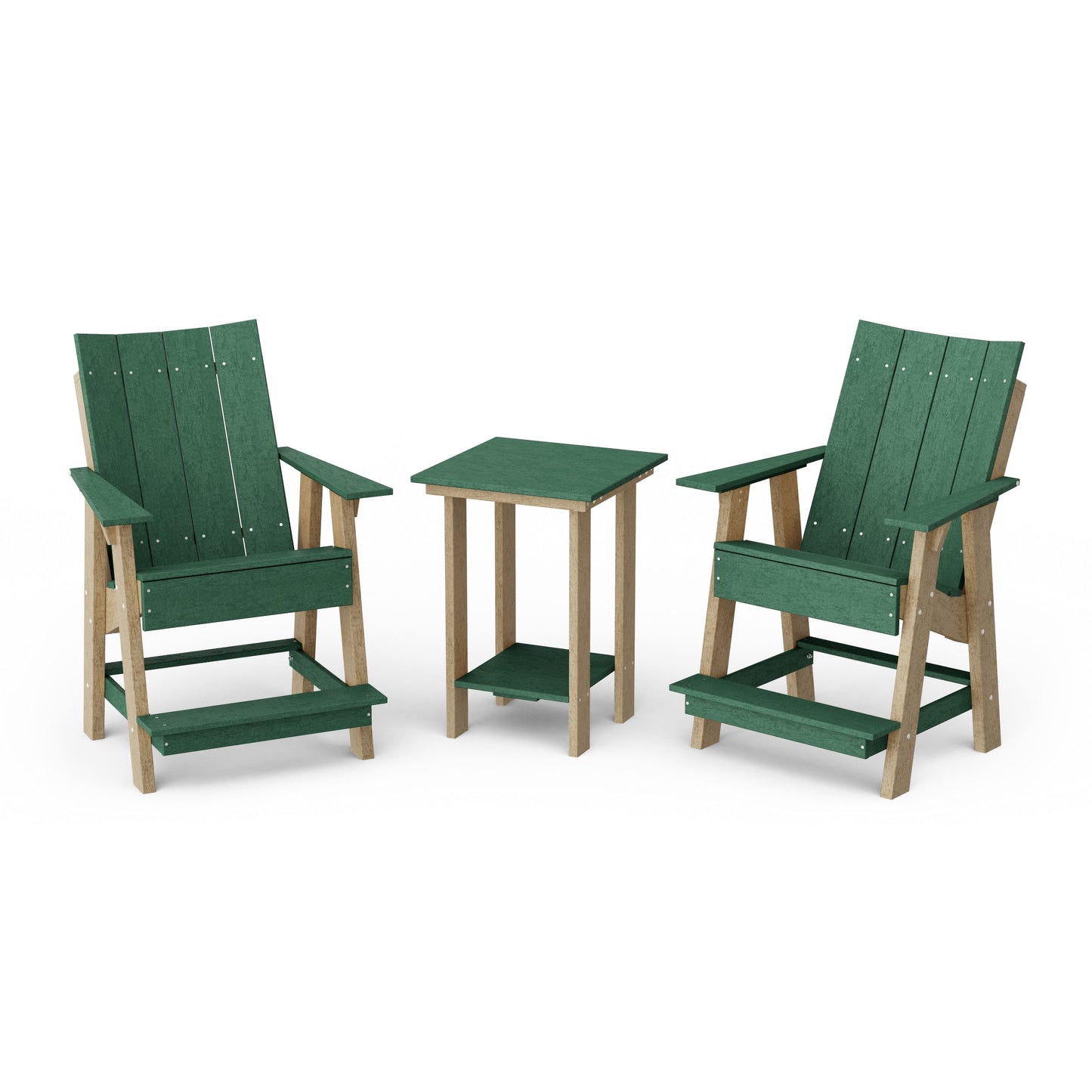 Contemporary 3-Piece Tall Modern Adirondack Chair Set with Side Table