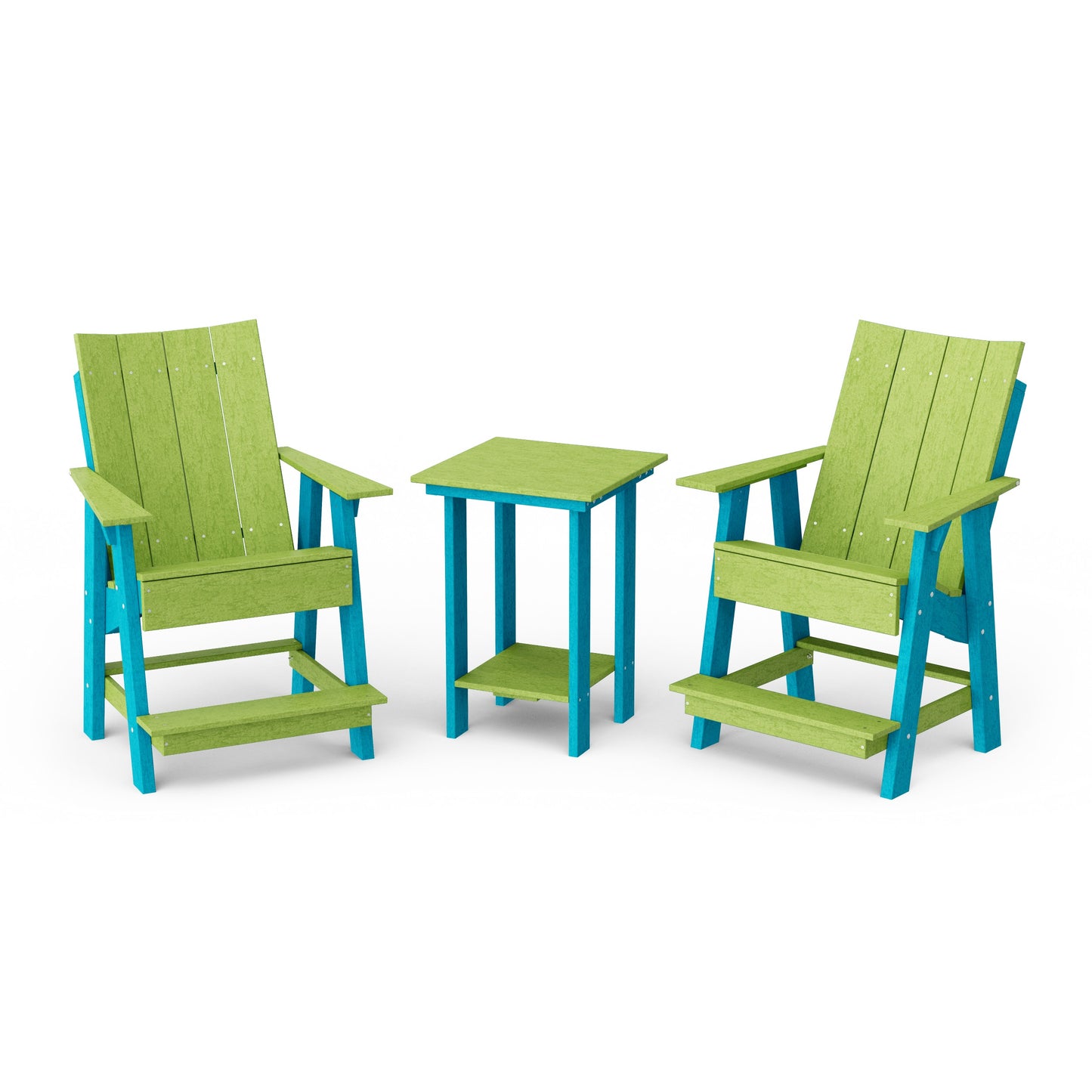 Contemporary 3-Piece Tall Modern Adirondack Chair Set with Side Table