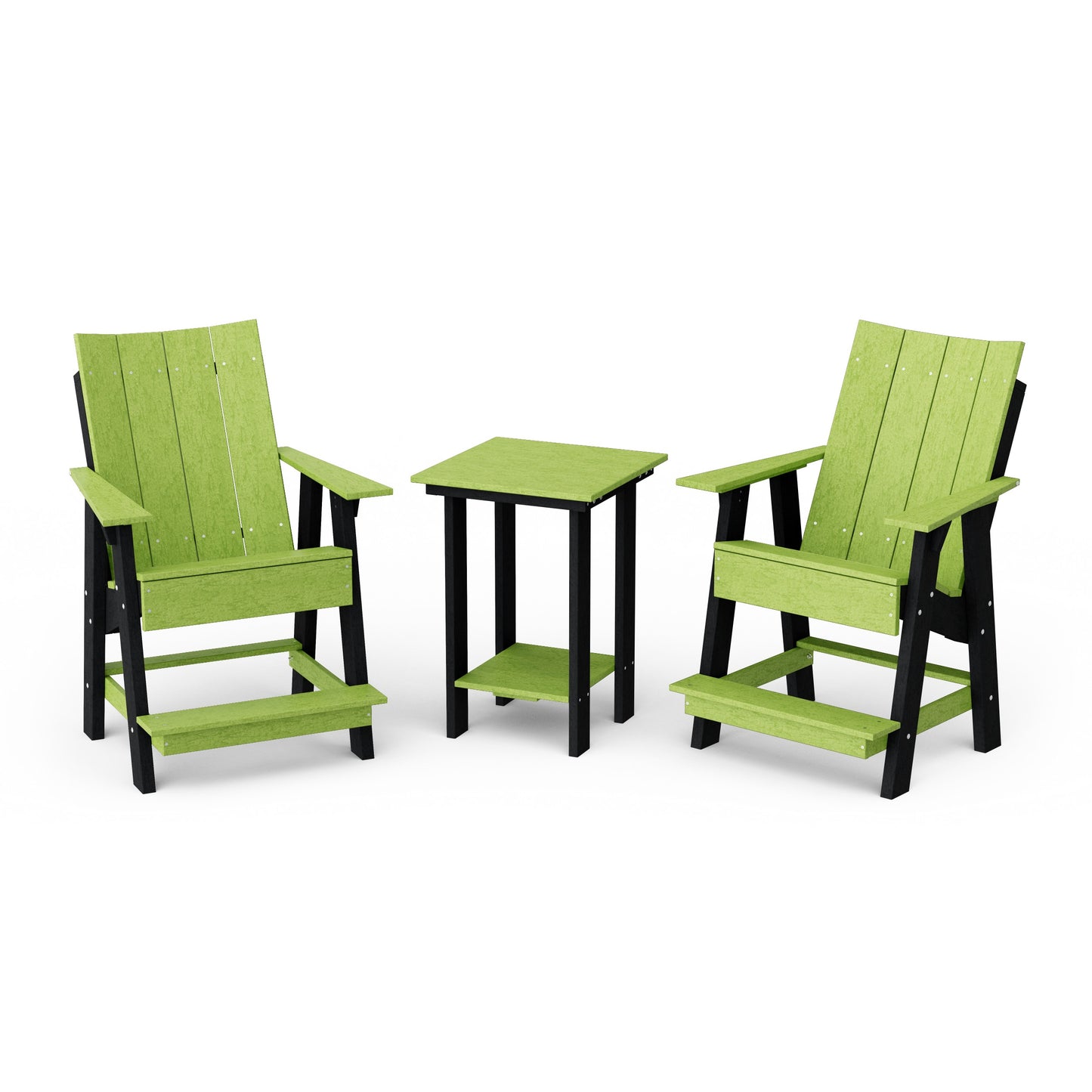 Contemporary 3-Piece Tall Modern Adirondack Chair Set with Side Table