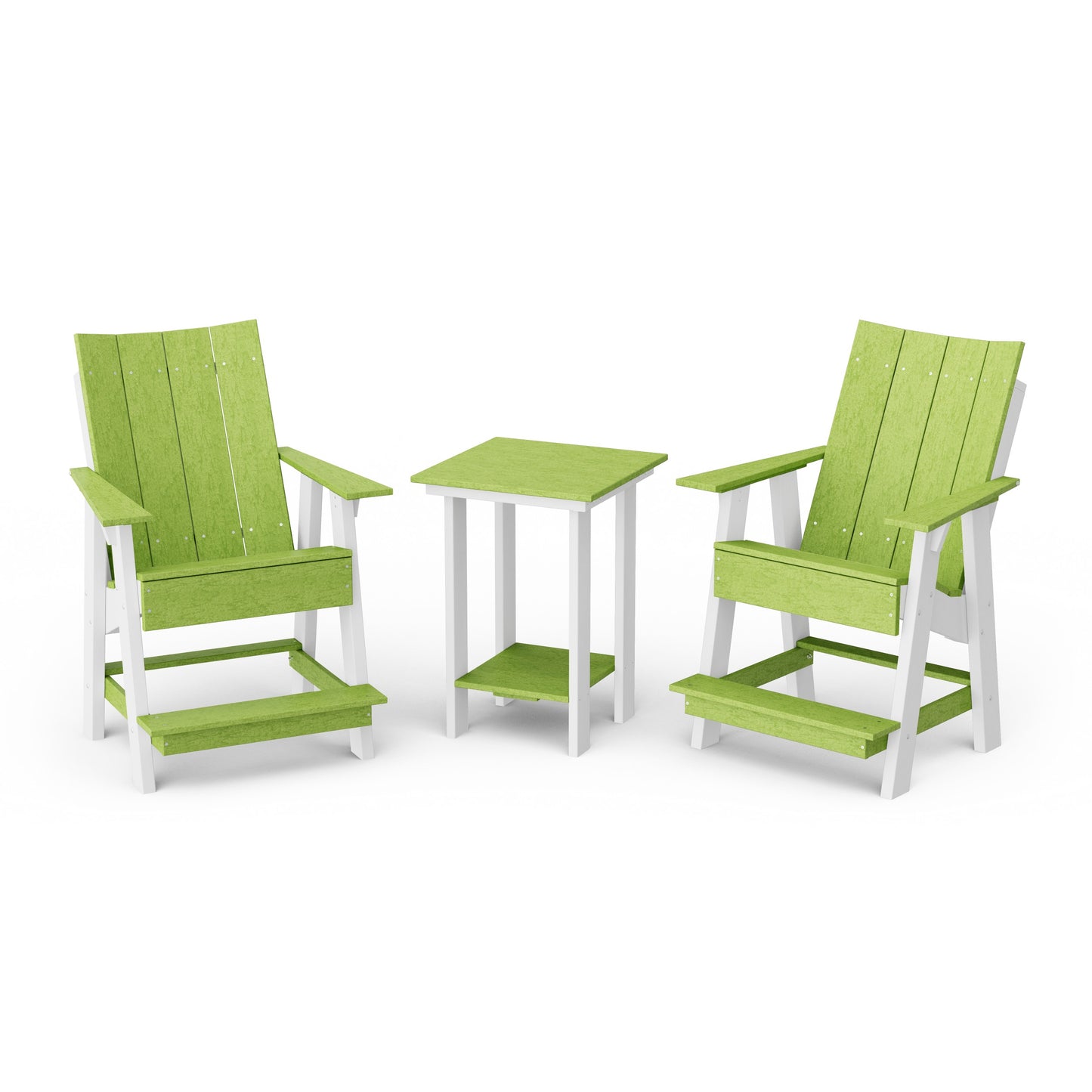 Contemporary 3-Piece Tall Modern Adirondack Chair Set with Side Table