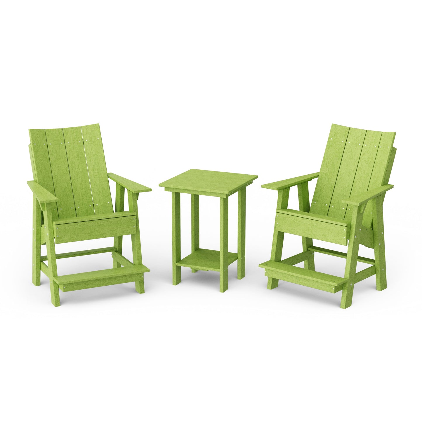 Contemporary 3-Piece Tall Modern Adirondack Chair Set with Side Table