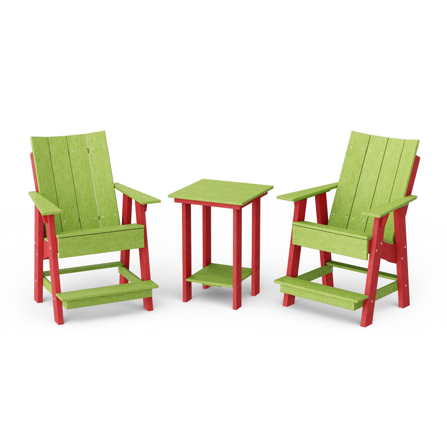 Contemporary 3-Piece Tall Modern Adirondack Chair Set with Side Table