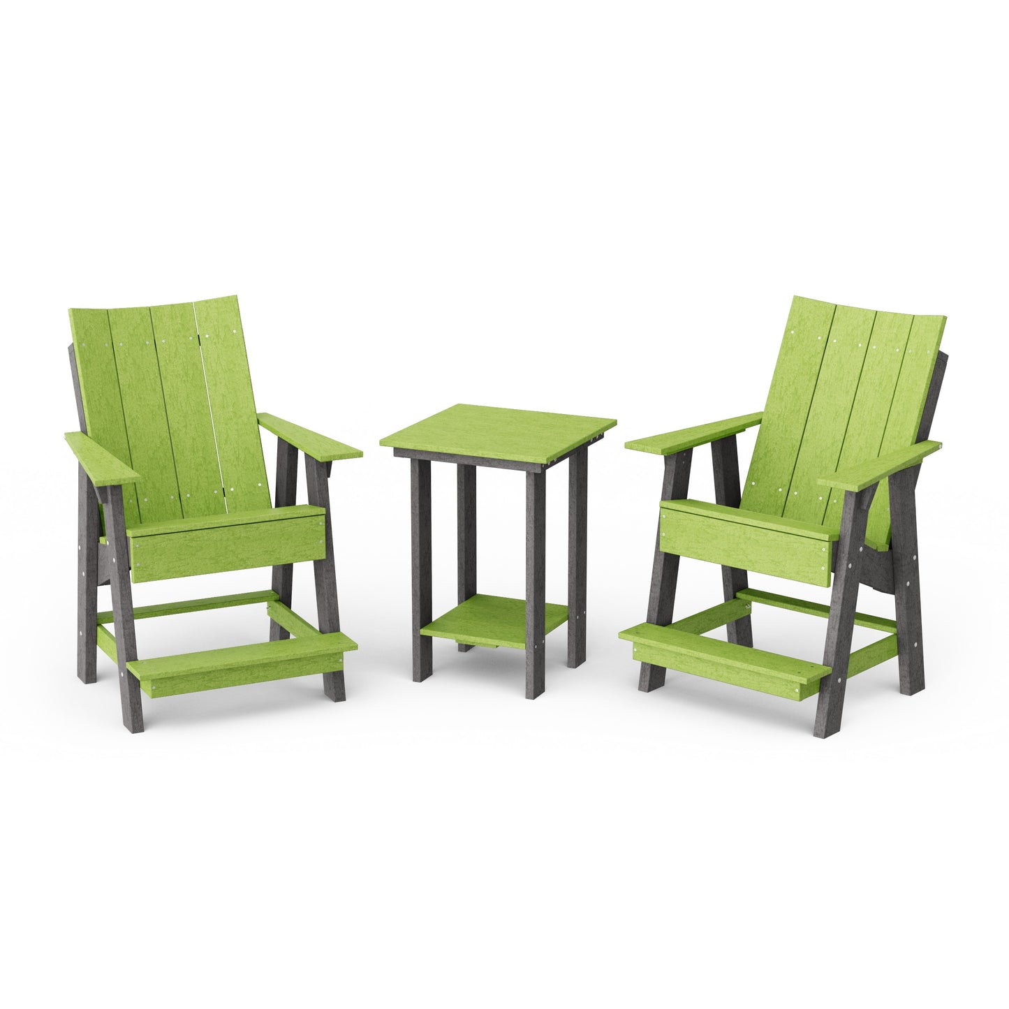 Contemporary 3-Piece Tall Modern Adirondack Chair Set with Side Table
