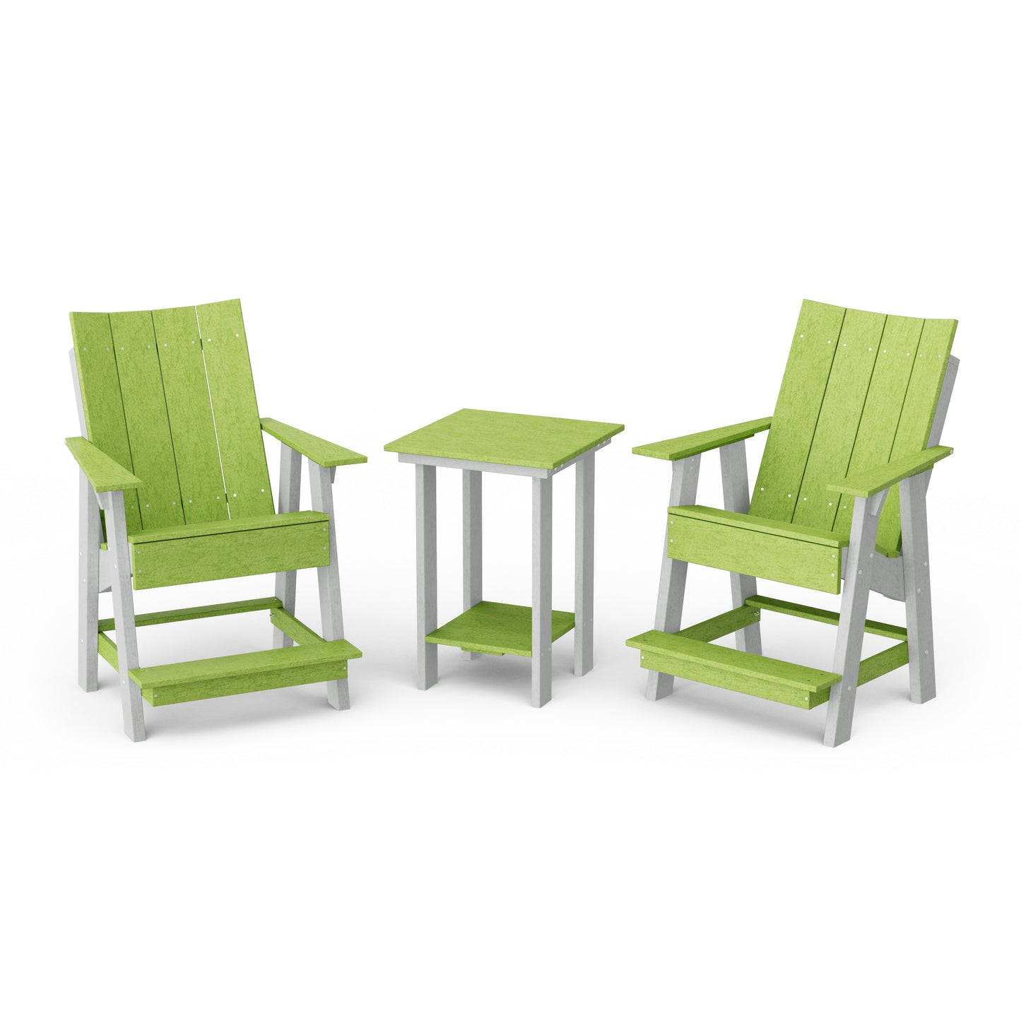 Contemporary 3-Piece Tall Modern Adirondack Chair Set with Side Table