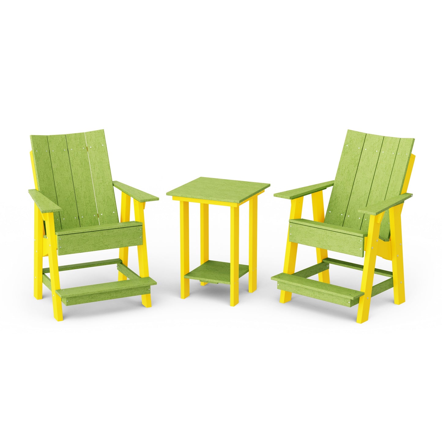 Contemporary 3-Piece Tall Modern Adirondack Chair Set with Side Table