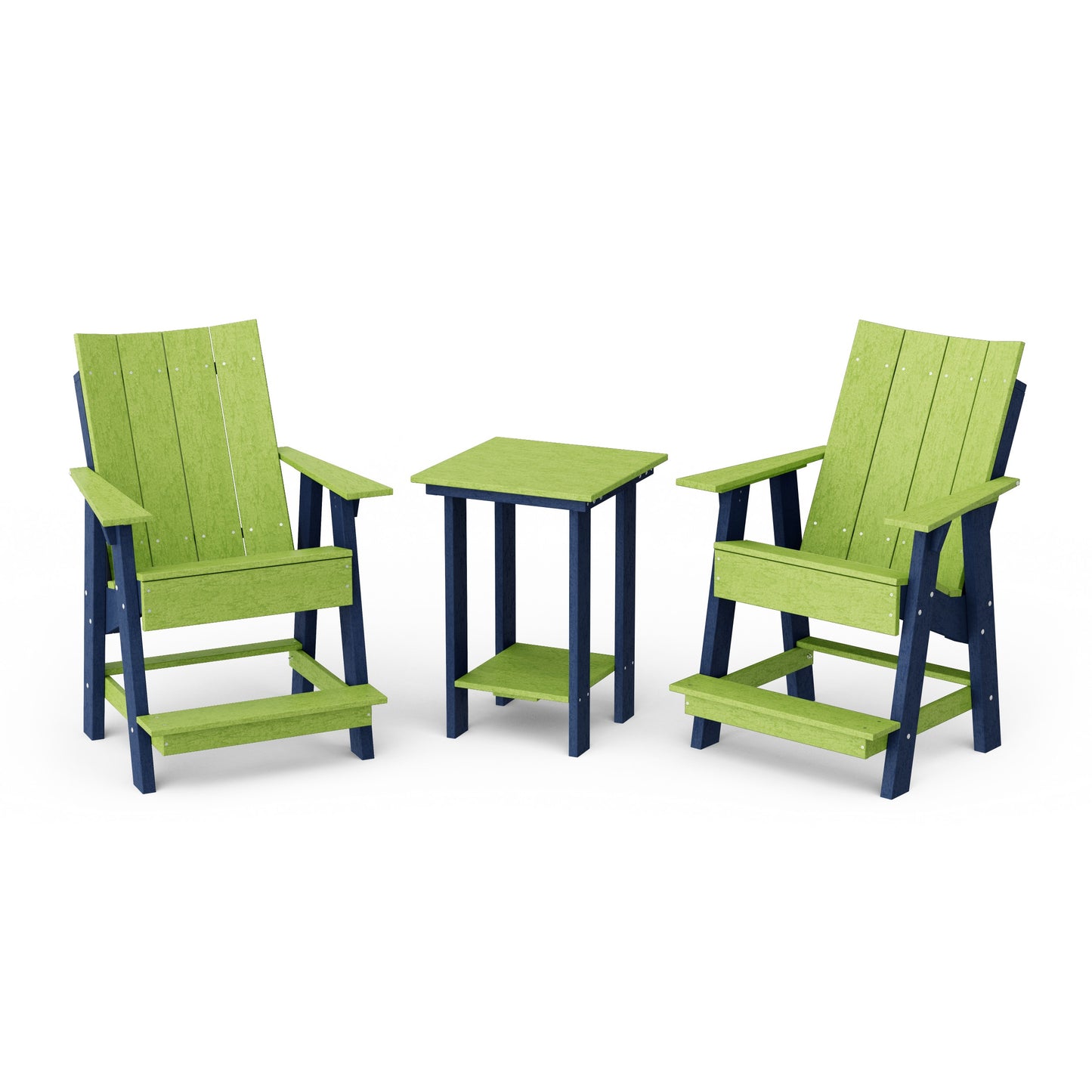 Contemporary 3-Piece Tall Modern Adirondack Chair Set with Side Table