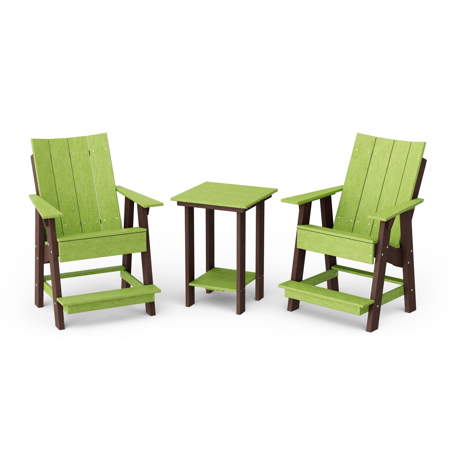 Contemporary 3-Piece Tall Modern Adirondack Chair Set with Side Table