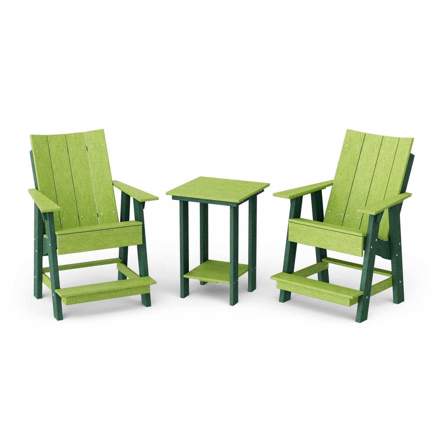 Contemporary 3-Piece Tall Modern Adirondack Chair Set with Side Table