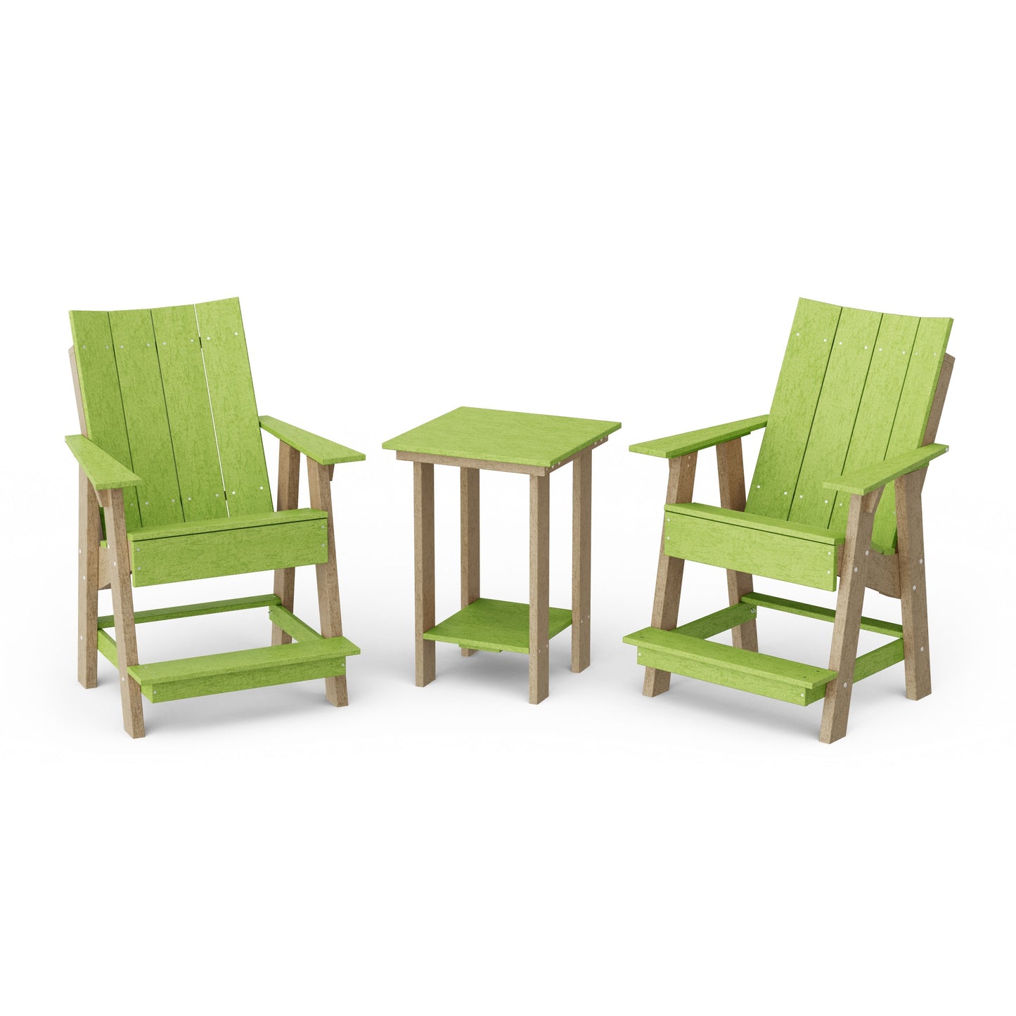 Contemporary 3-Piece Tall Modern Adirondack Chair Set with Side Table