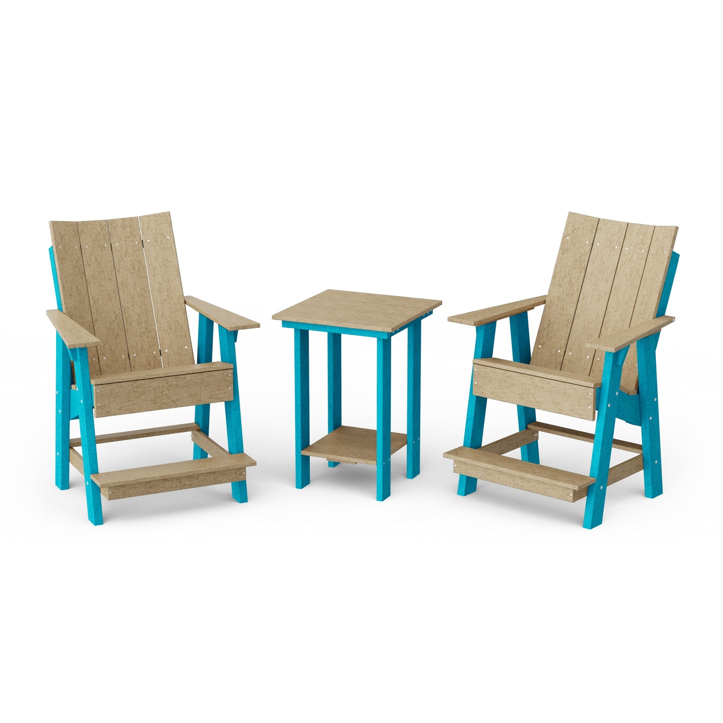 Contemporary 3-Piece Tall Modern Adirondack Chair Set with Side Table