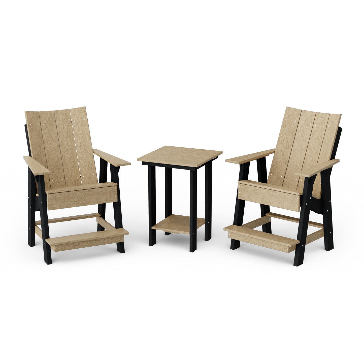 Contemporary 3-Piece Tall Modern Adirondack Chair Set with Side Table